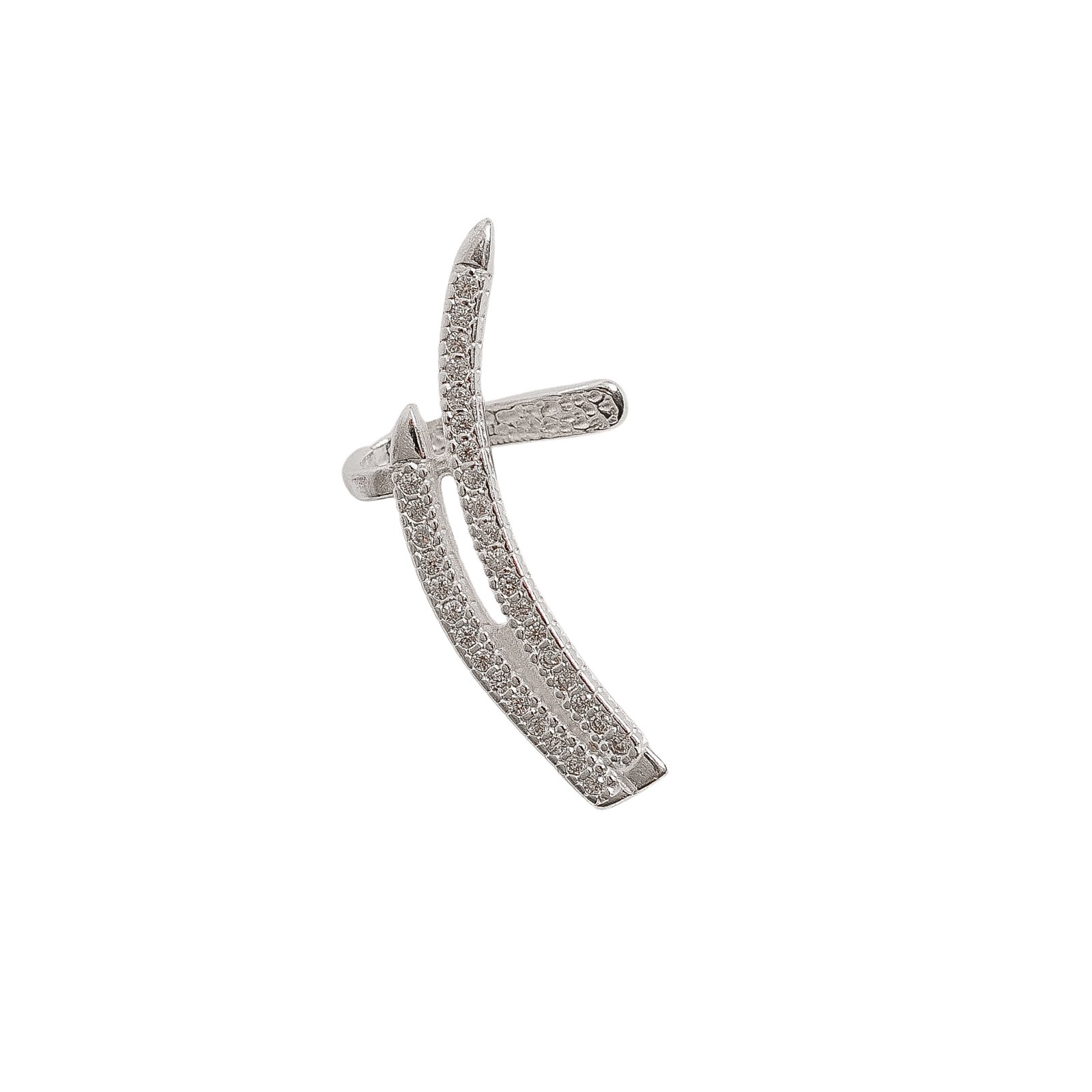 Piercing fake 2 curvas cravejadas orelha esquerda