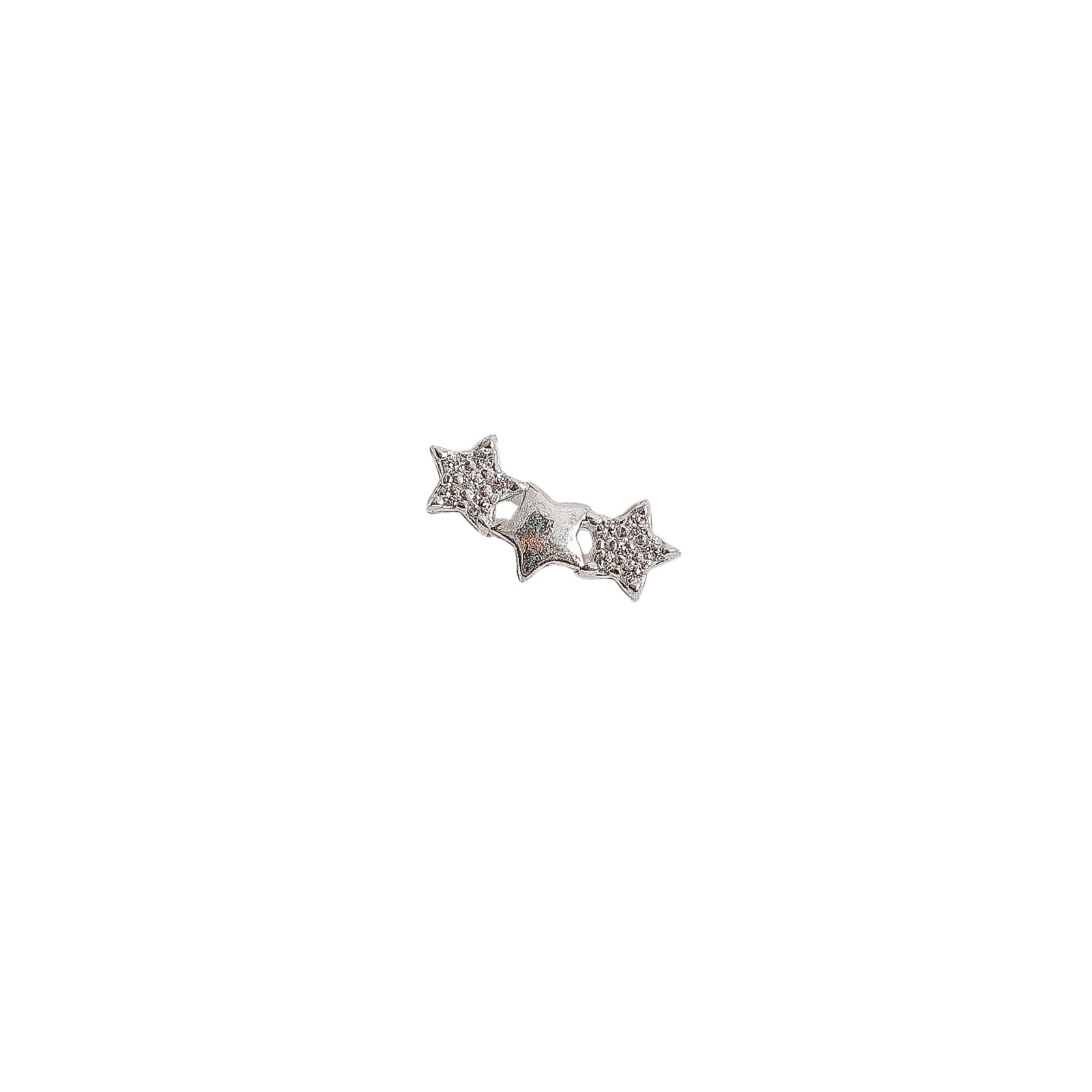 Piercing haste estrelas lisa e cravejada 11mm
