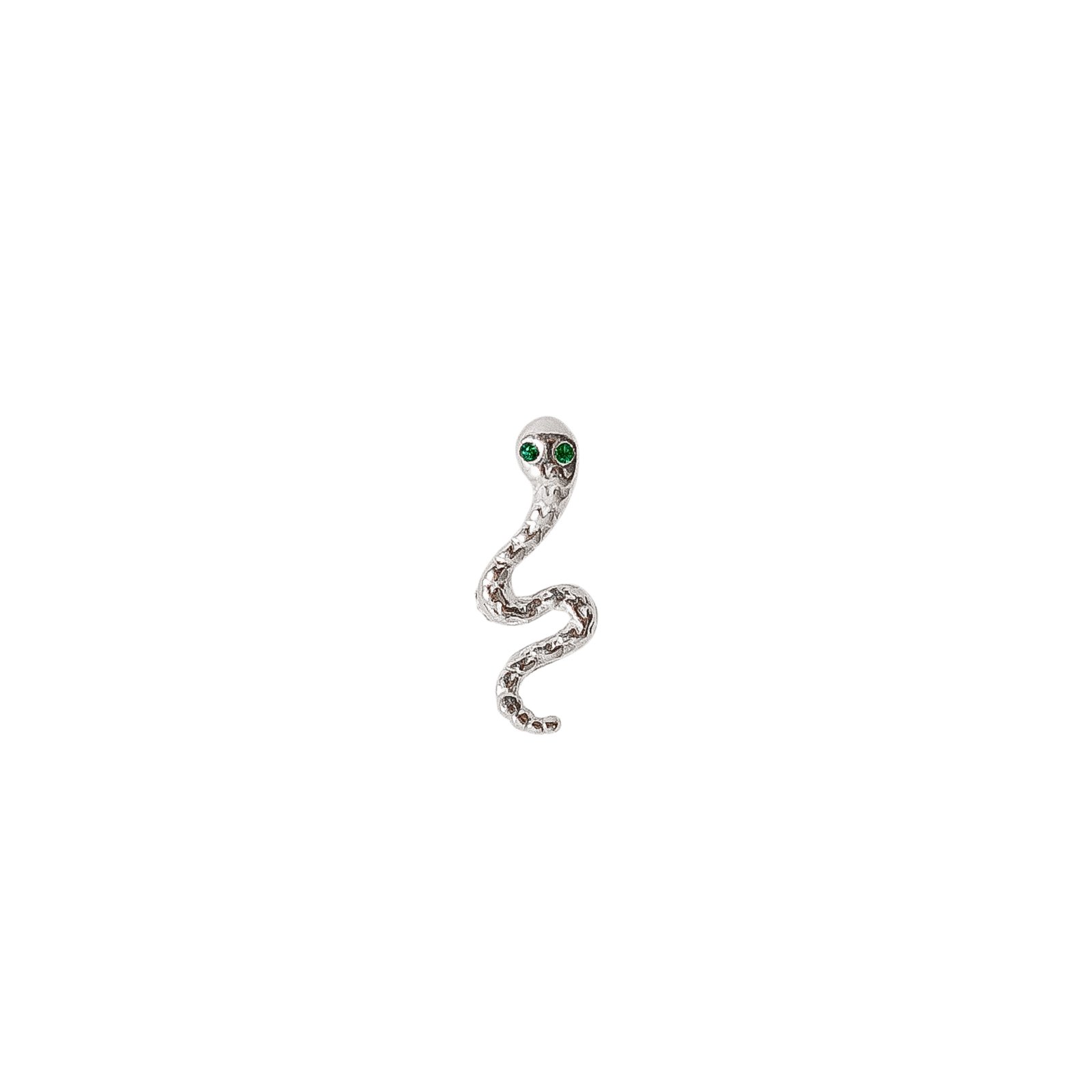 Piercing haste cobra desenhada com zircônia verde 12mm orelha esquerda