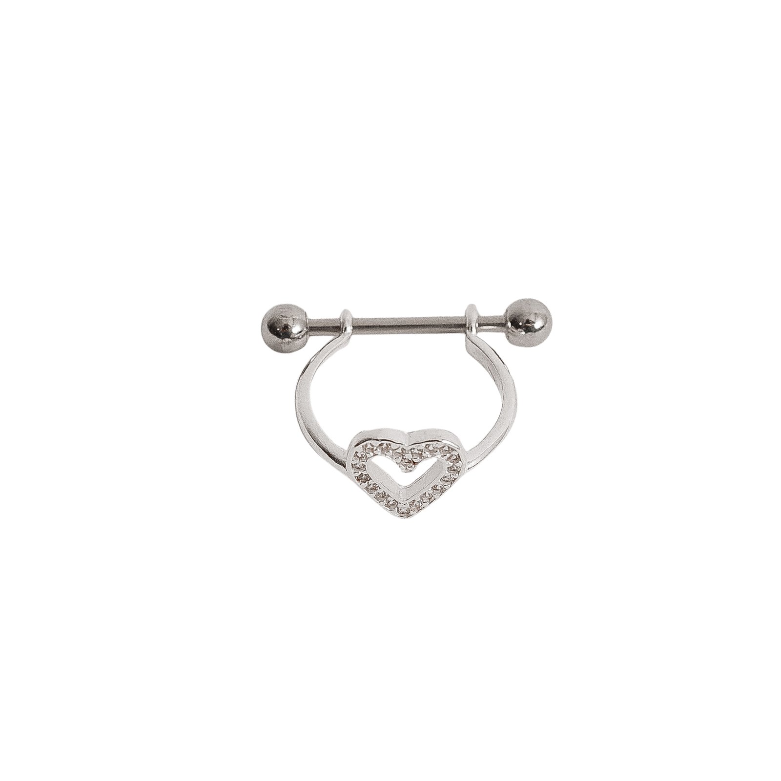 Piercing conch coração vazado cravejado 13mm haste