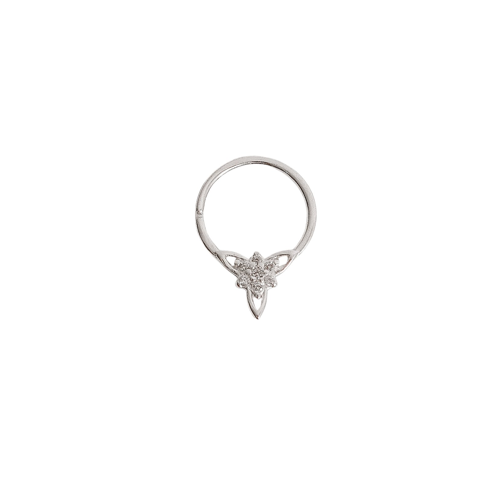 Piercing argola 10mm detalhe flor cravejada