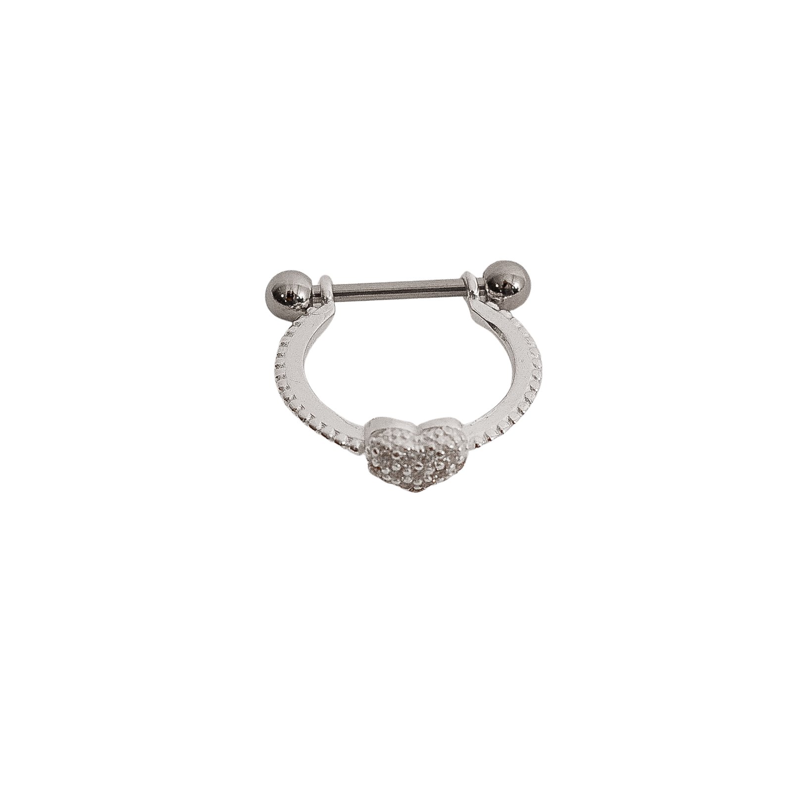 Piercing conch detalhe coração cravejado 14mm haste
