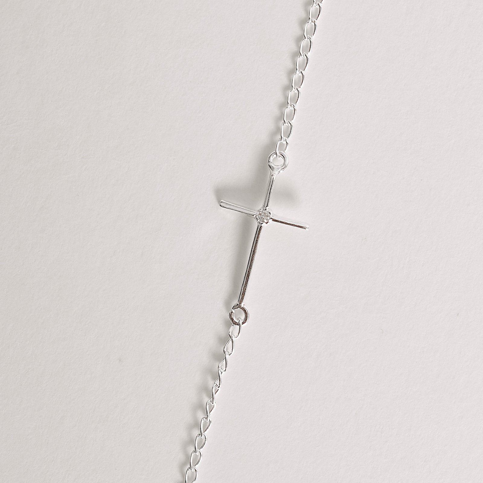 Pulseira entremeio cruz com zircônia 17mm 17+3cm