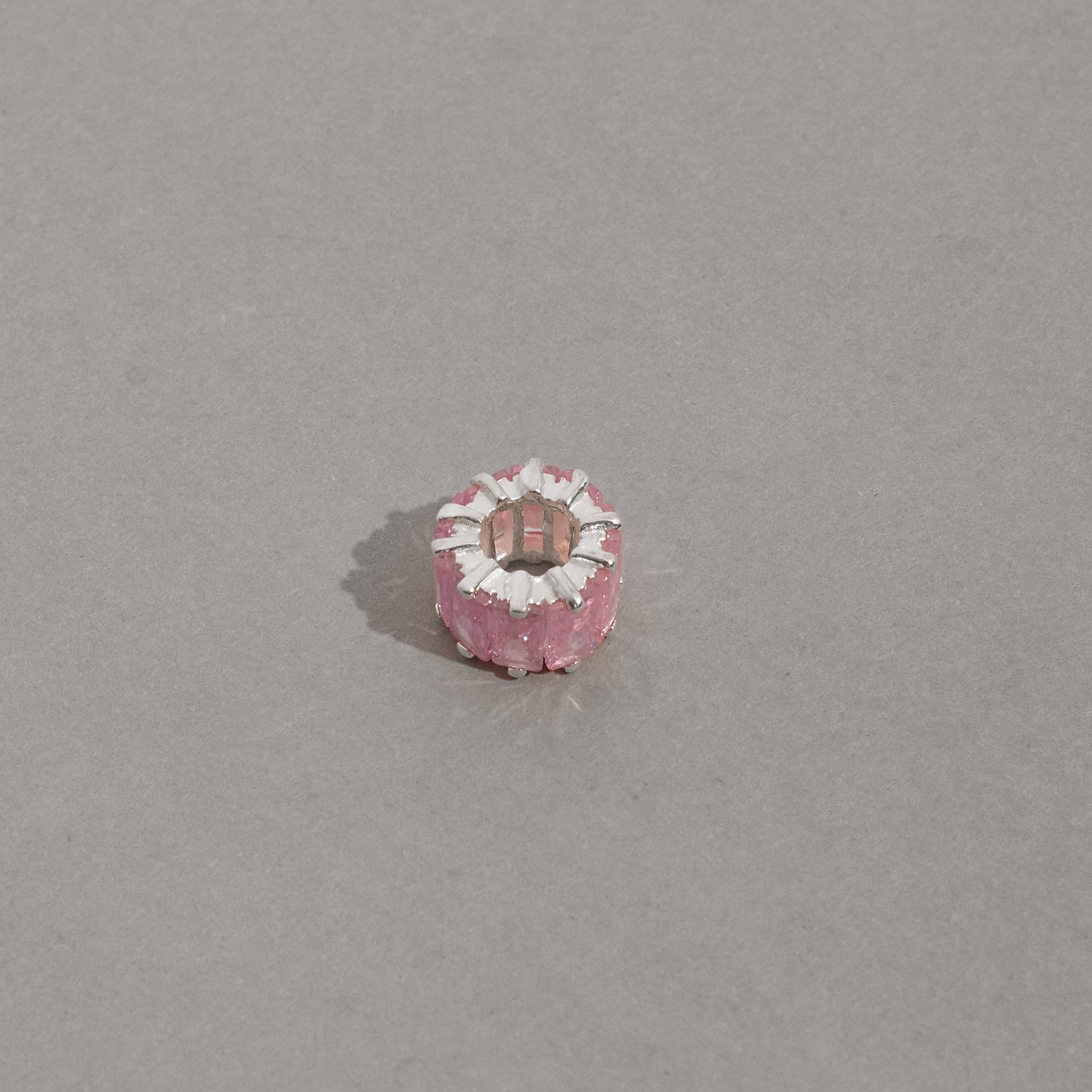 Berloque separador zircônias retangulares rosa 9mm