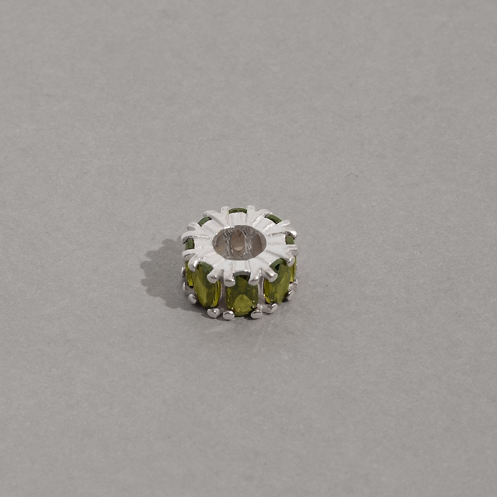 Berloque separador zircônias ovais verde 11mm