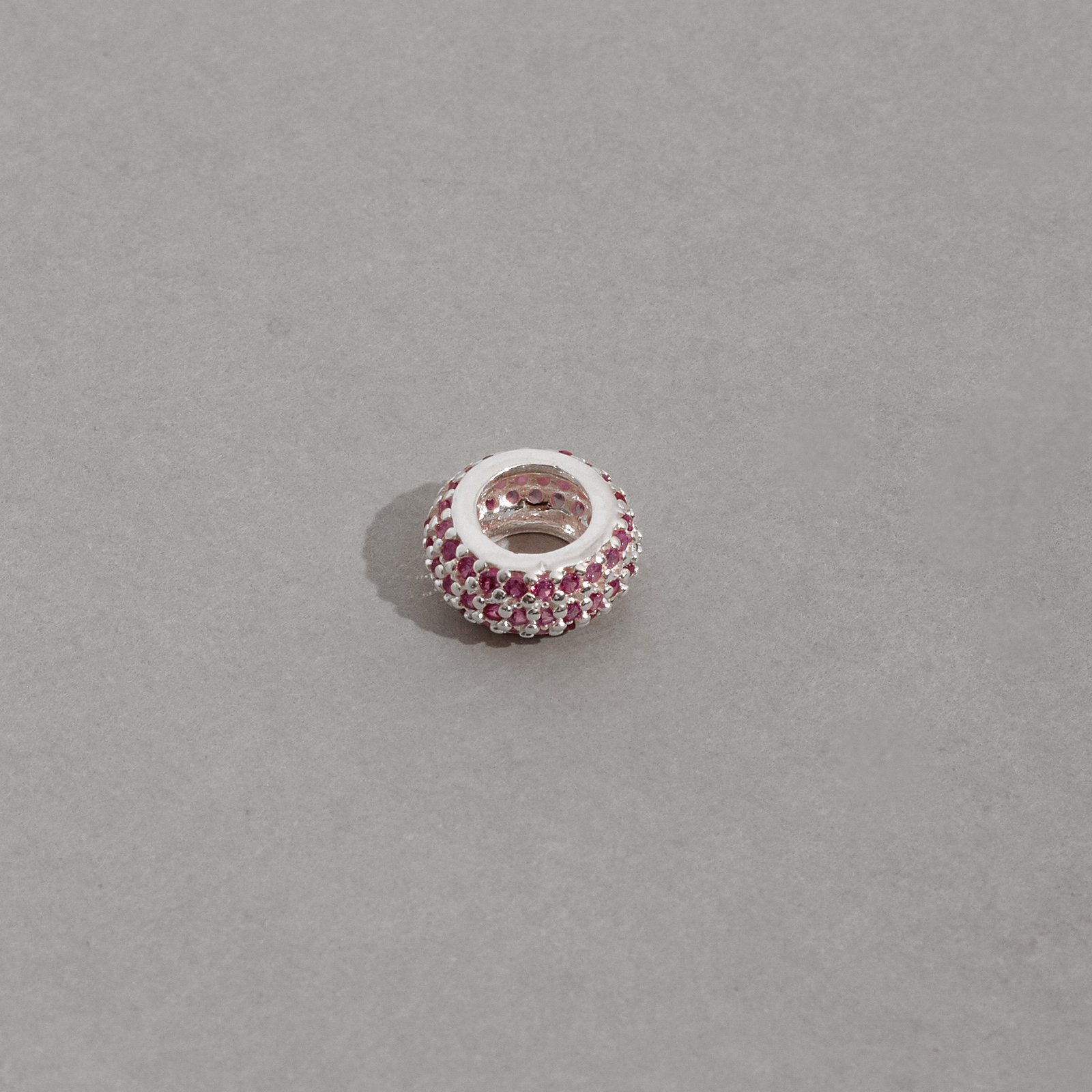 Berloque separador triplo cravejado rosa 10mm