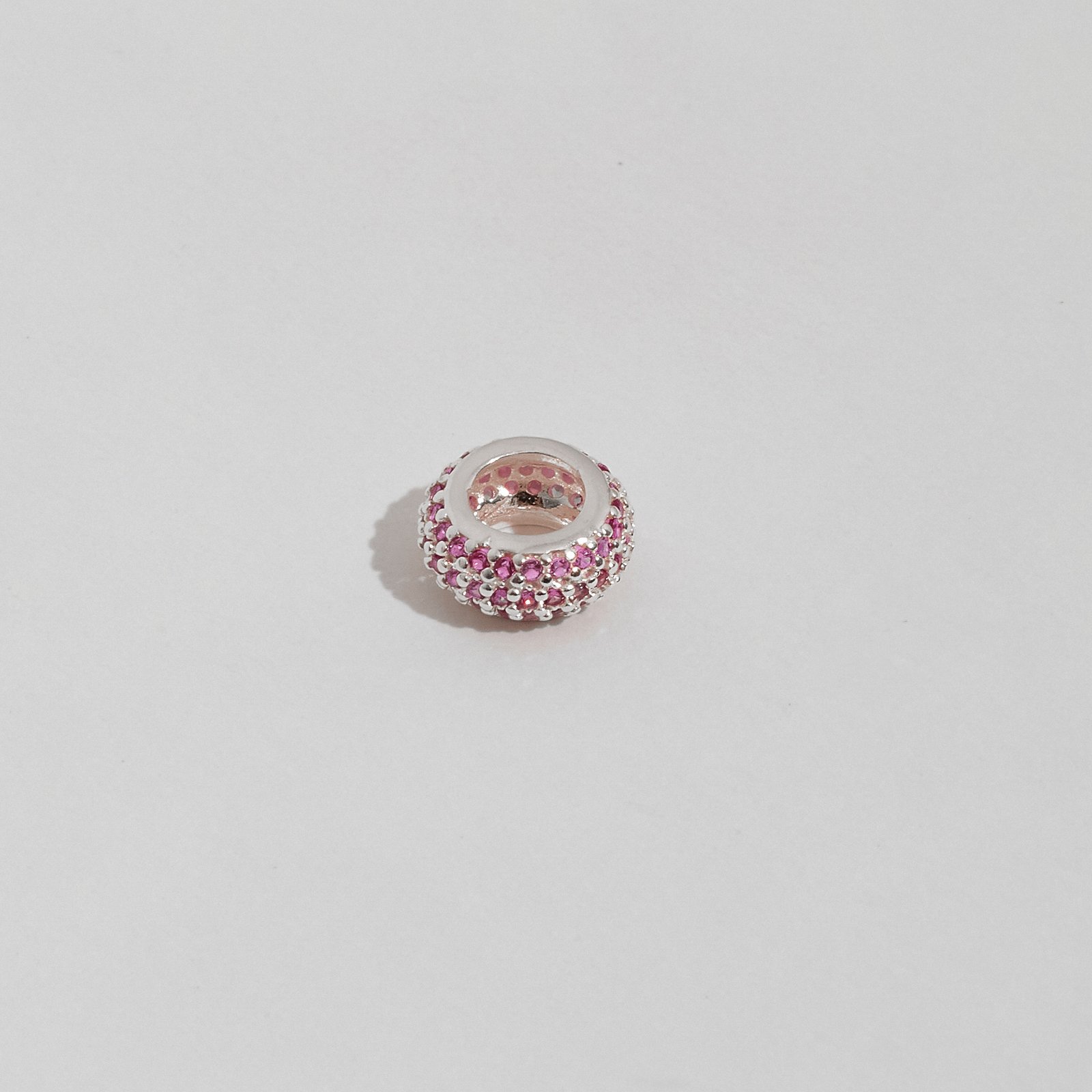 Berloque separador triplo cravejado rosa 10mm