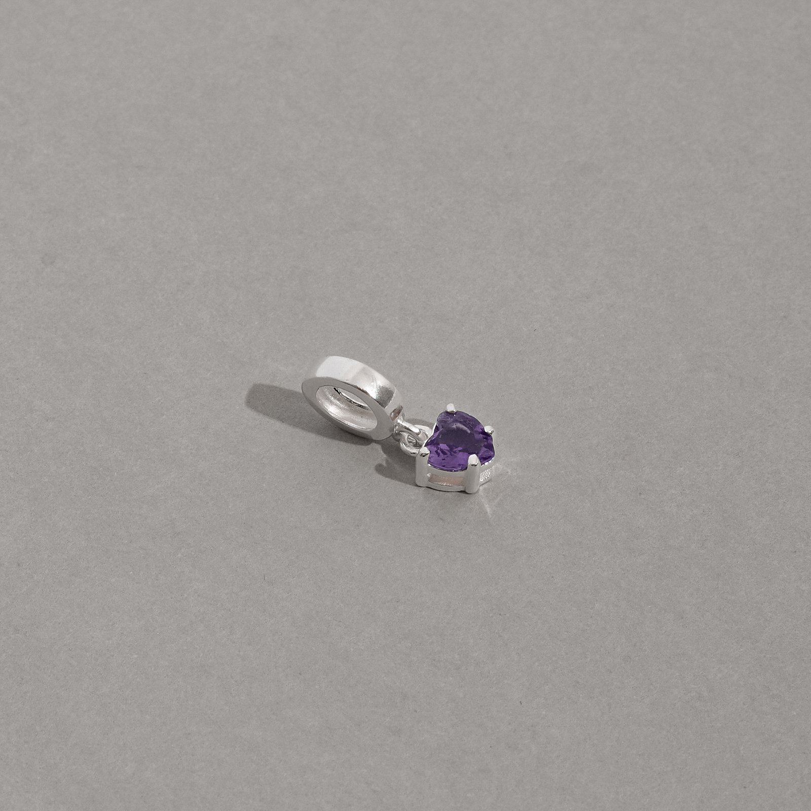 Berloque pingente zircônia coração lilás 5mm