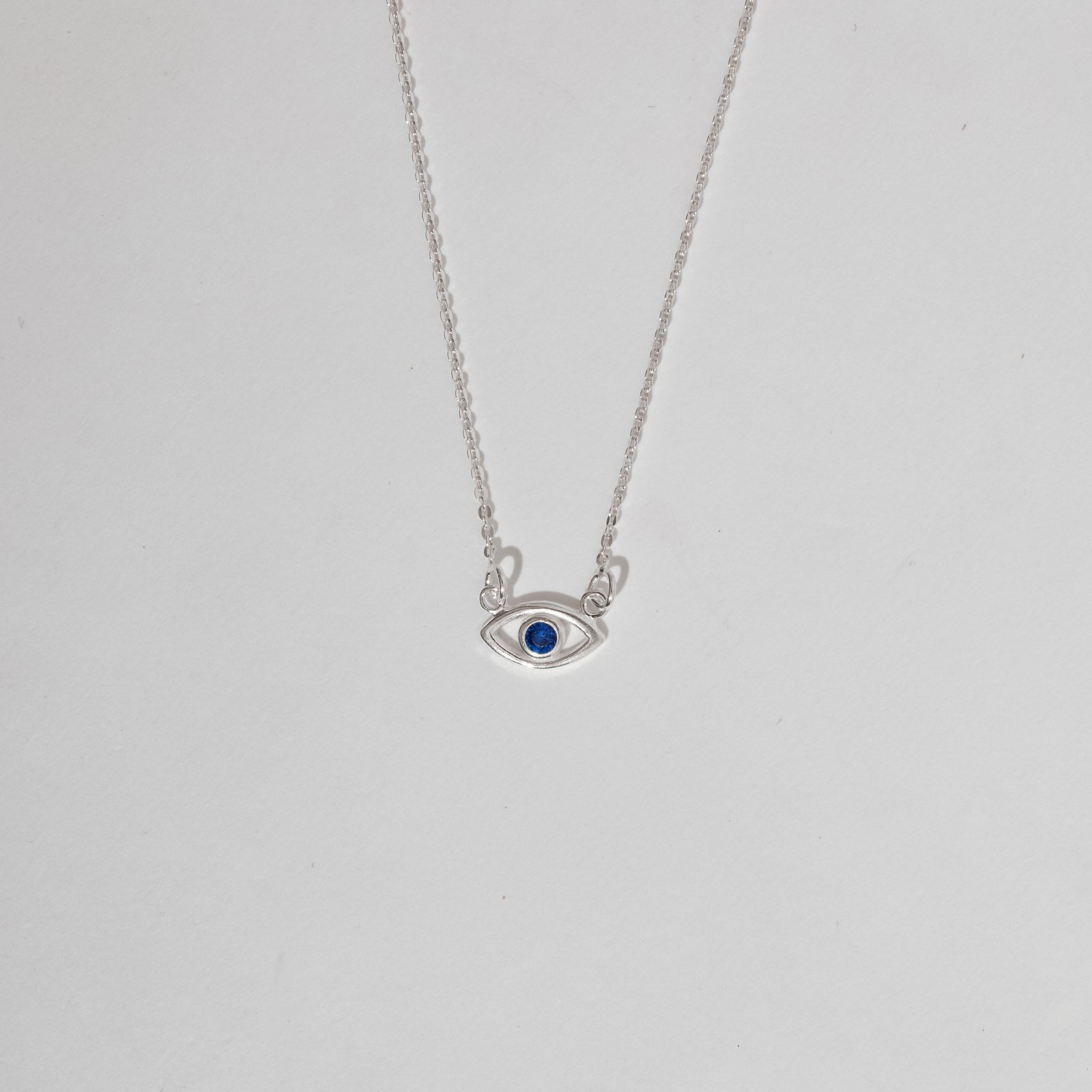 Colar olho com zircônia azul 12mm corrente cadeado 40cm com alongadora