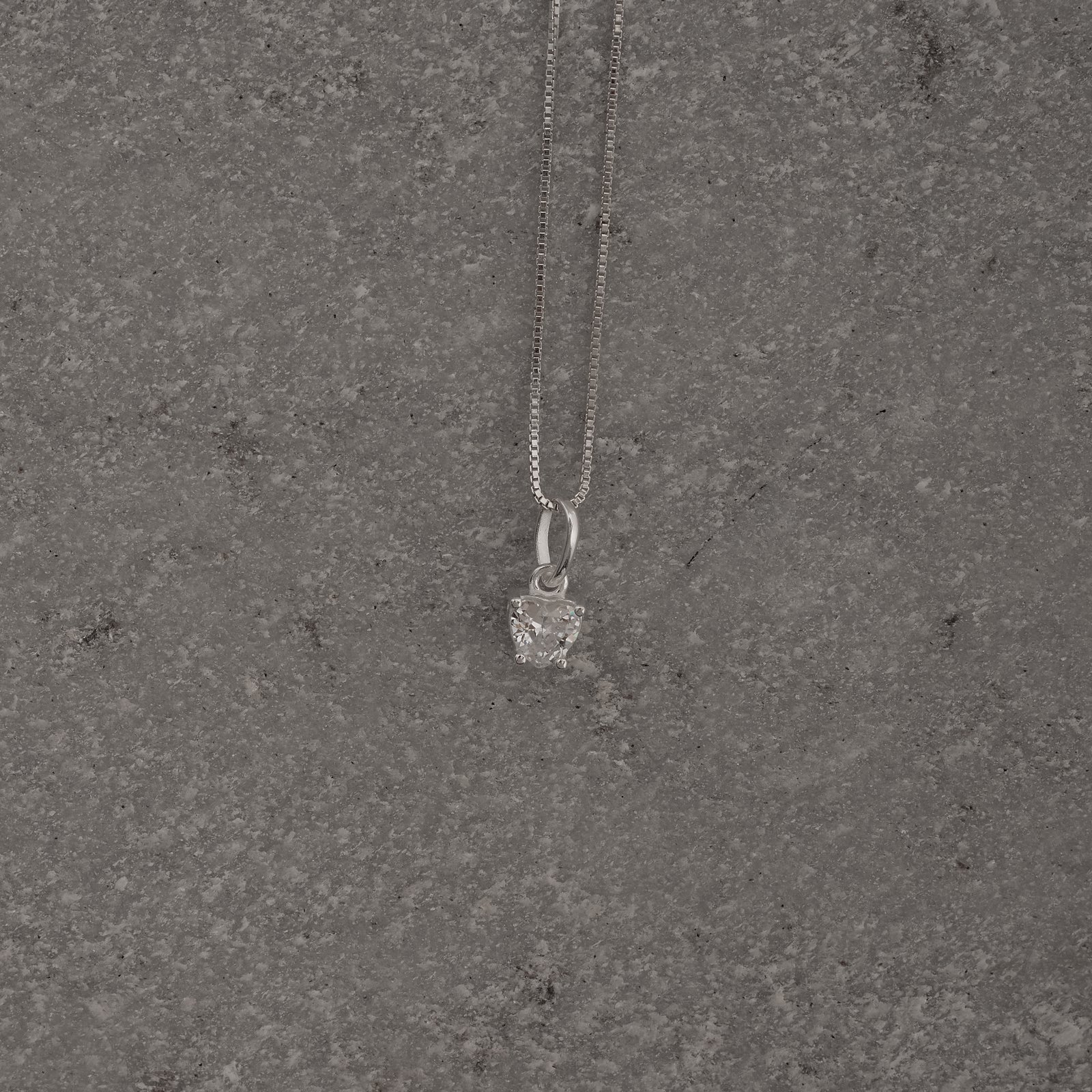 Colar zircônia coração cristal 5mm 40cm