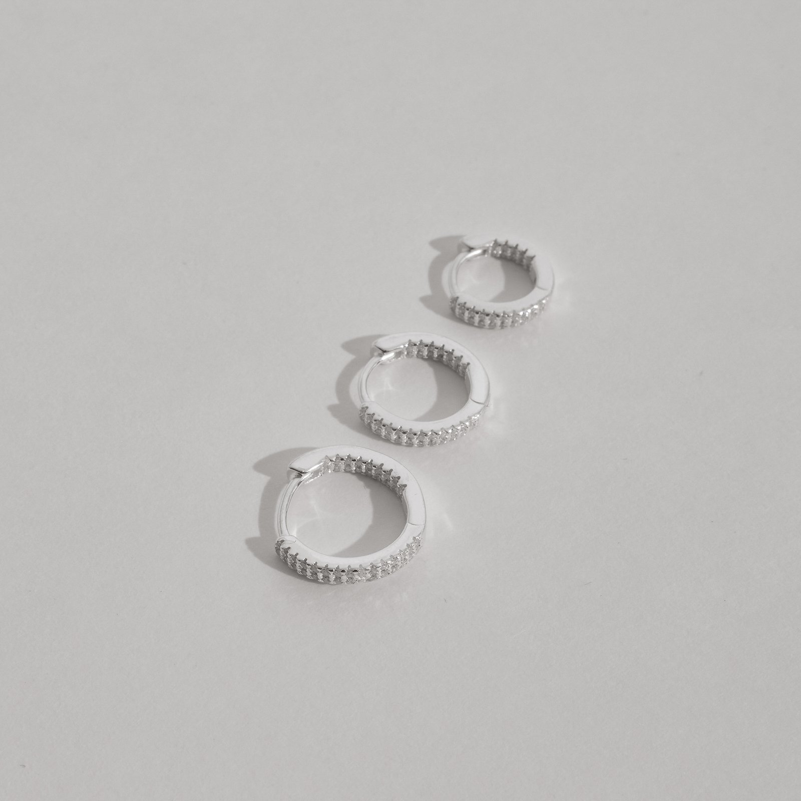 Trio argolas click 11, 13 e 15mm frente e interior cravejado duplo