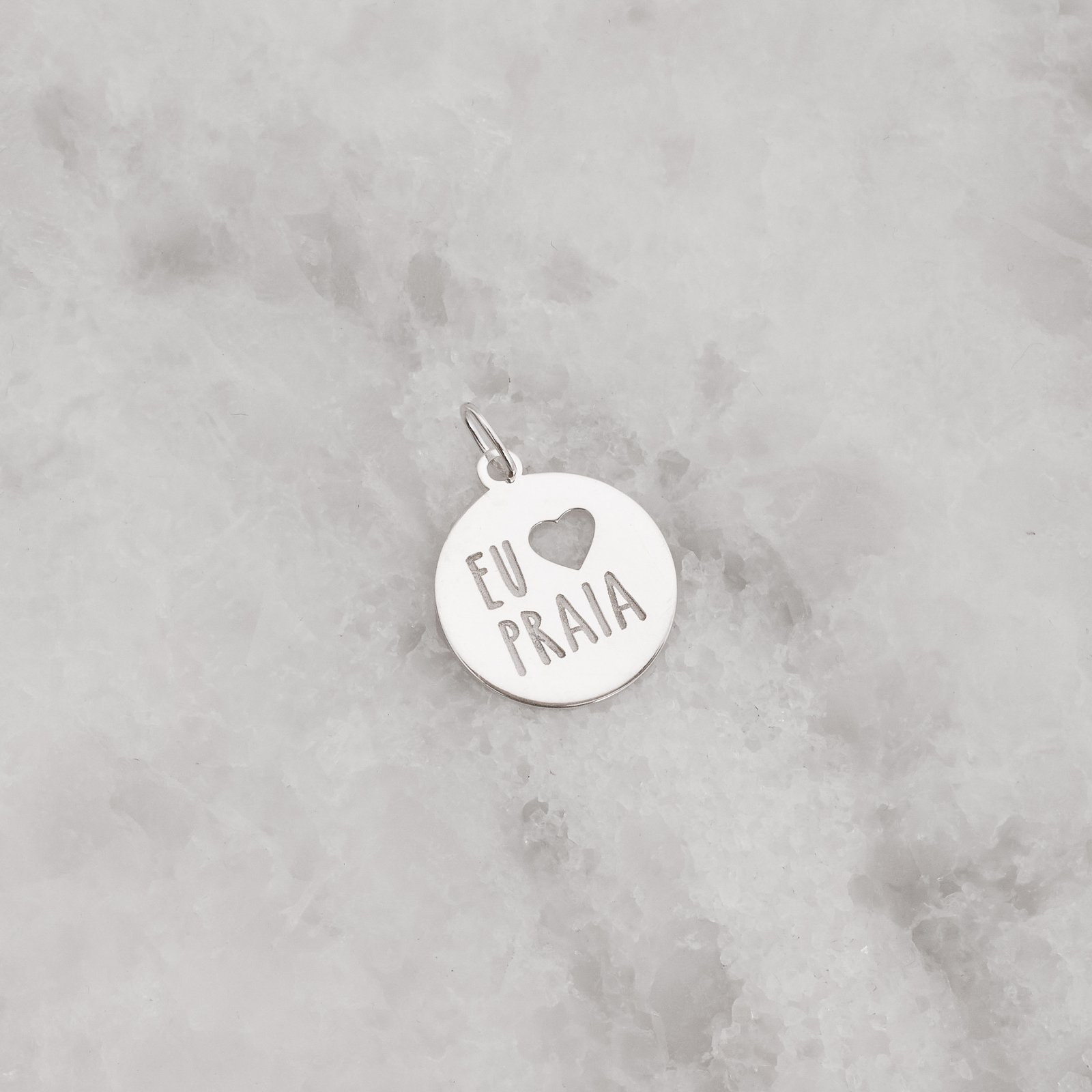 Pingente medalha eu amo praia 22mm