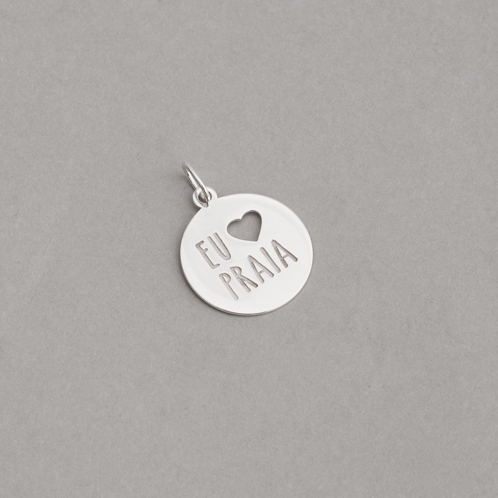 Pingente medalha eu amo praia 22mm