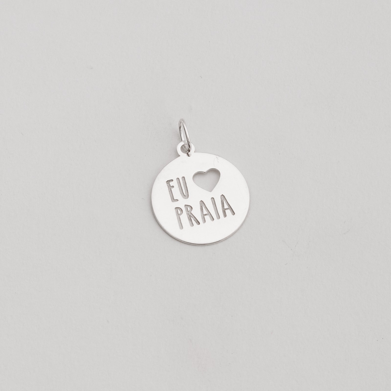 Pingente medalha eu amo praia 22mm