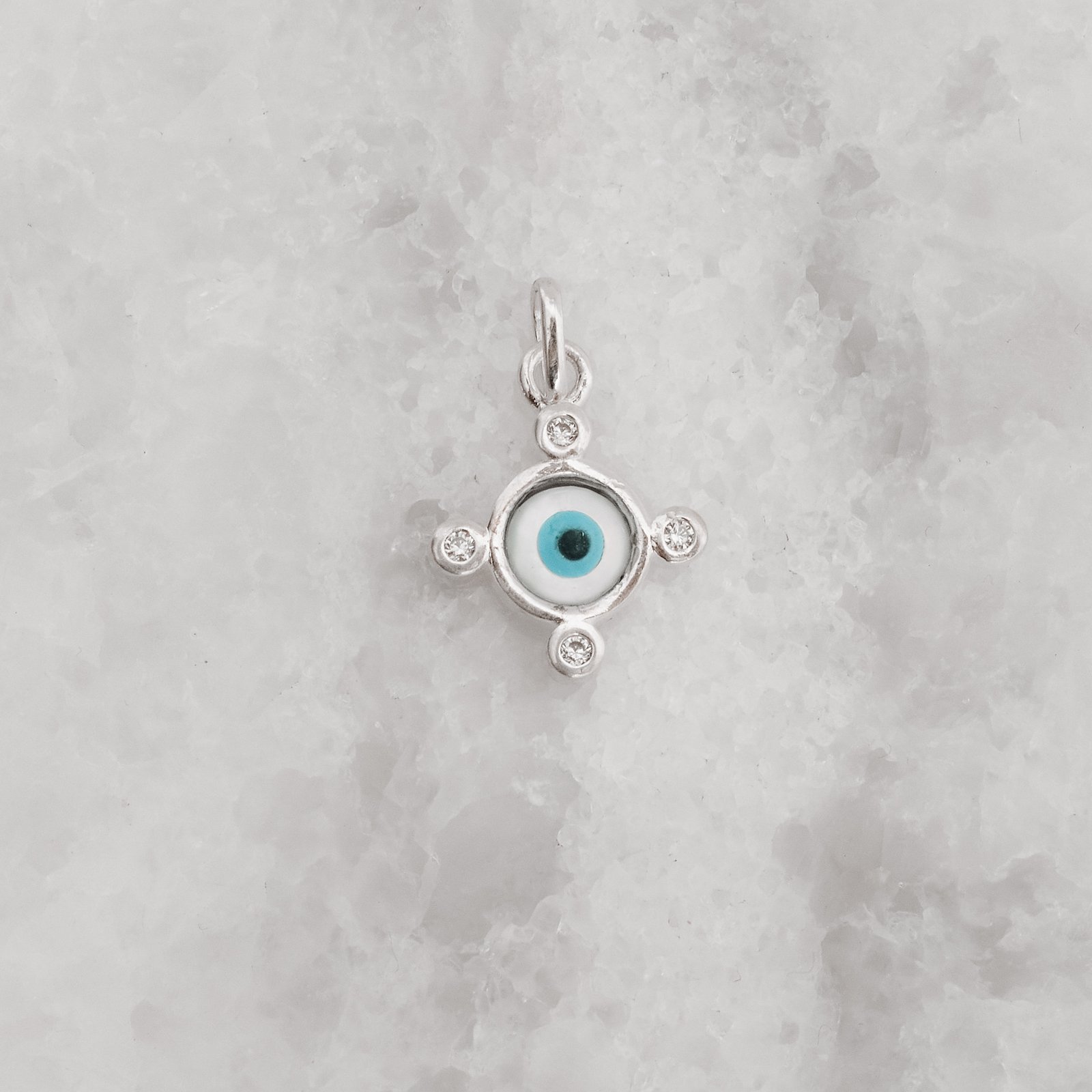 Pingente olho grego madrepérola com zircônias 13mm