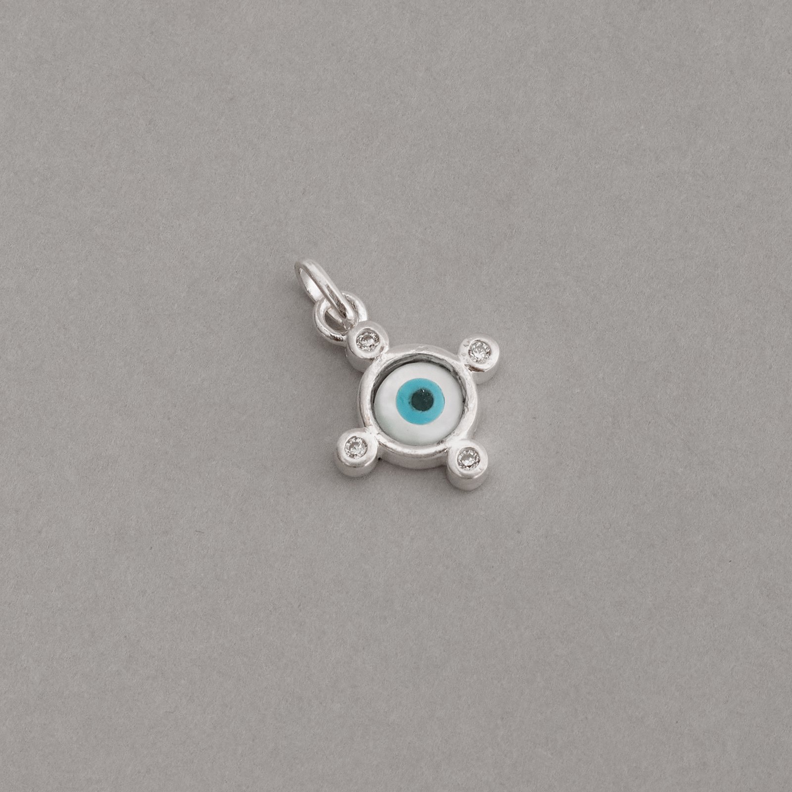 Pingente olho grego madrepérola com zircônias 13mm