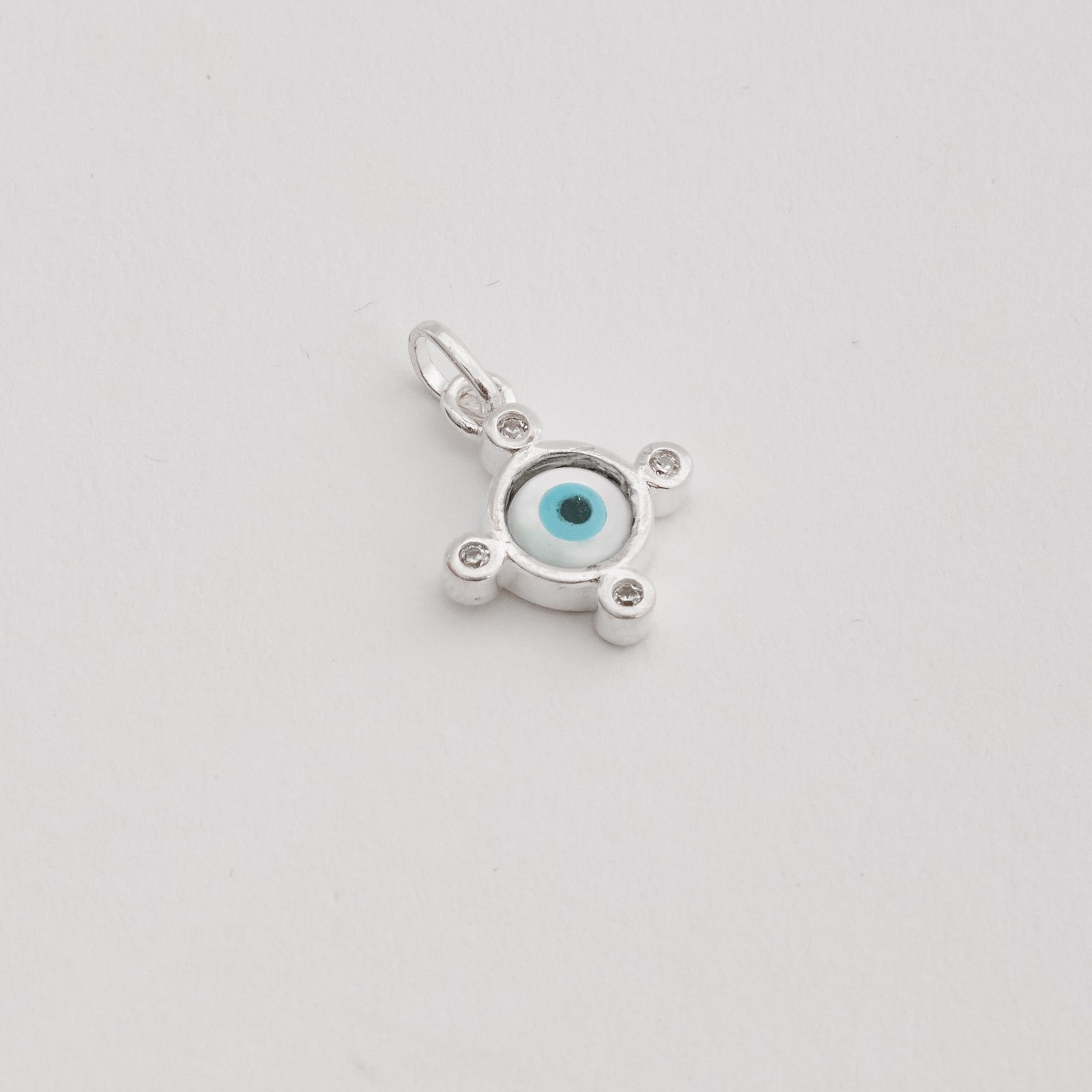 Pingente olho grego madrepérola com zircônias 13mm