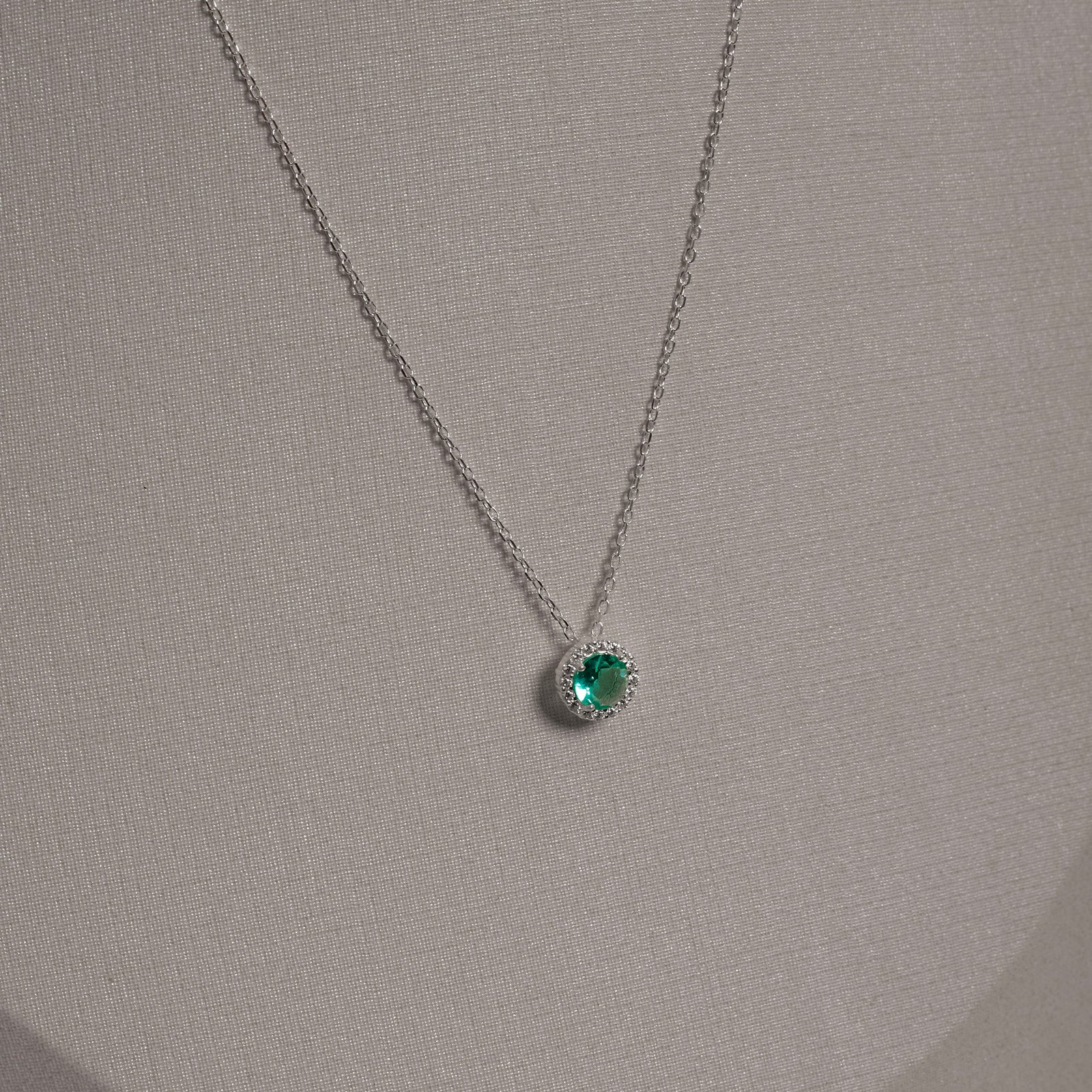 Colar pingente zircônia redonda turmalina com cravejado 8mm corrente cadeado 40+5cm