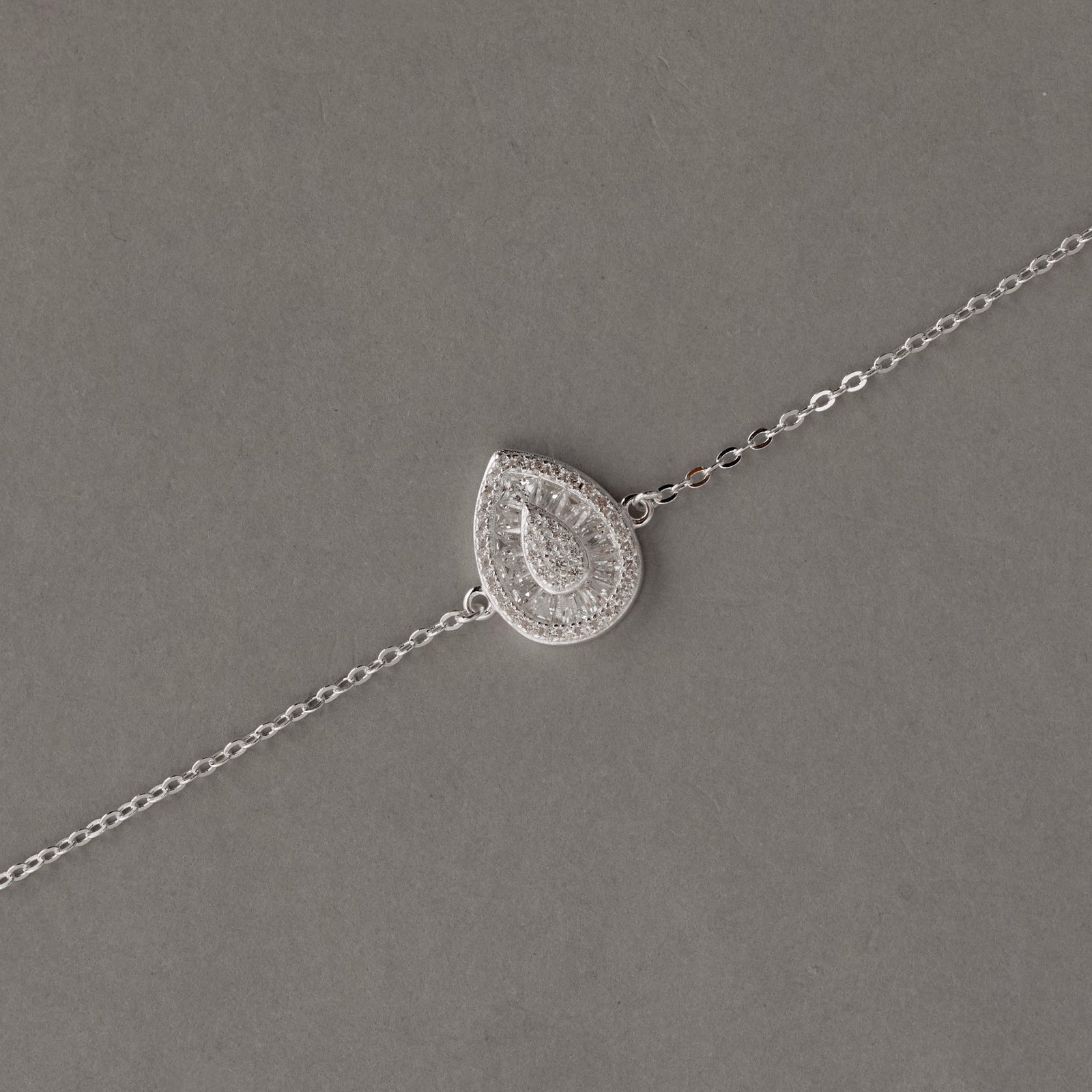 Pulseira entremeio gota cravejada 13mm 16+4cm