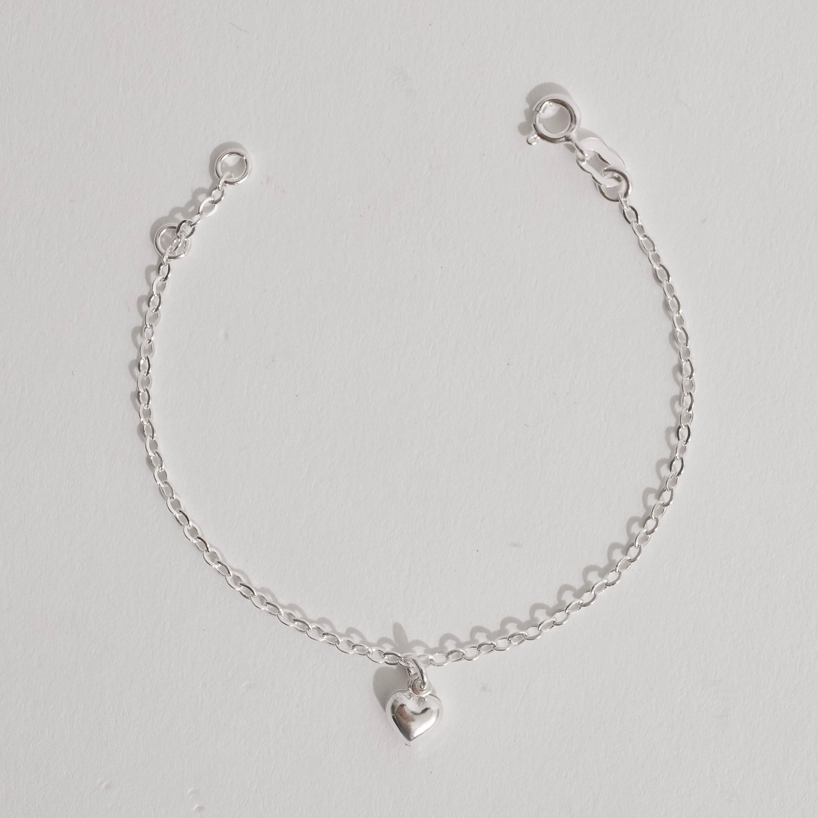 Pulseira infantil pingente coração 6mm 15cm