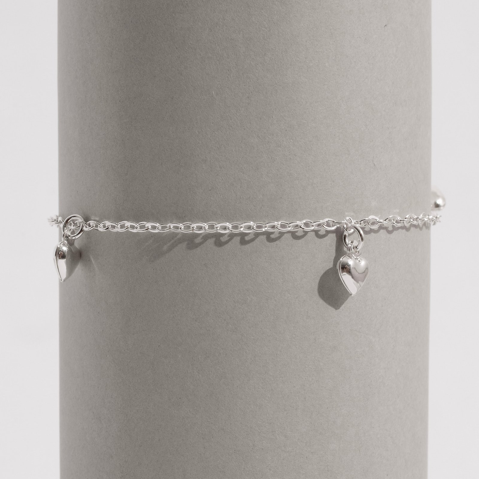 Pulseira infantil pingentes corações 6mm 15cm