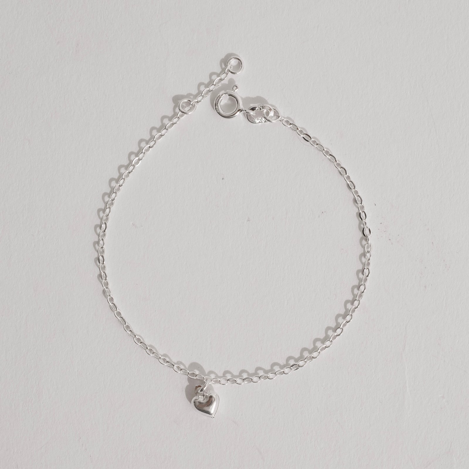 Pulseira pingente coração 6mm 19cm
