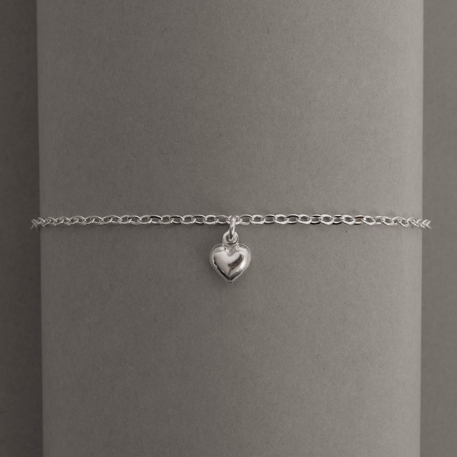 Pulseira pingente coração 6mm 19cm