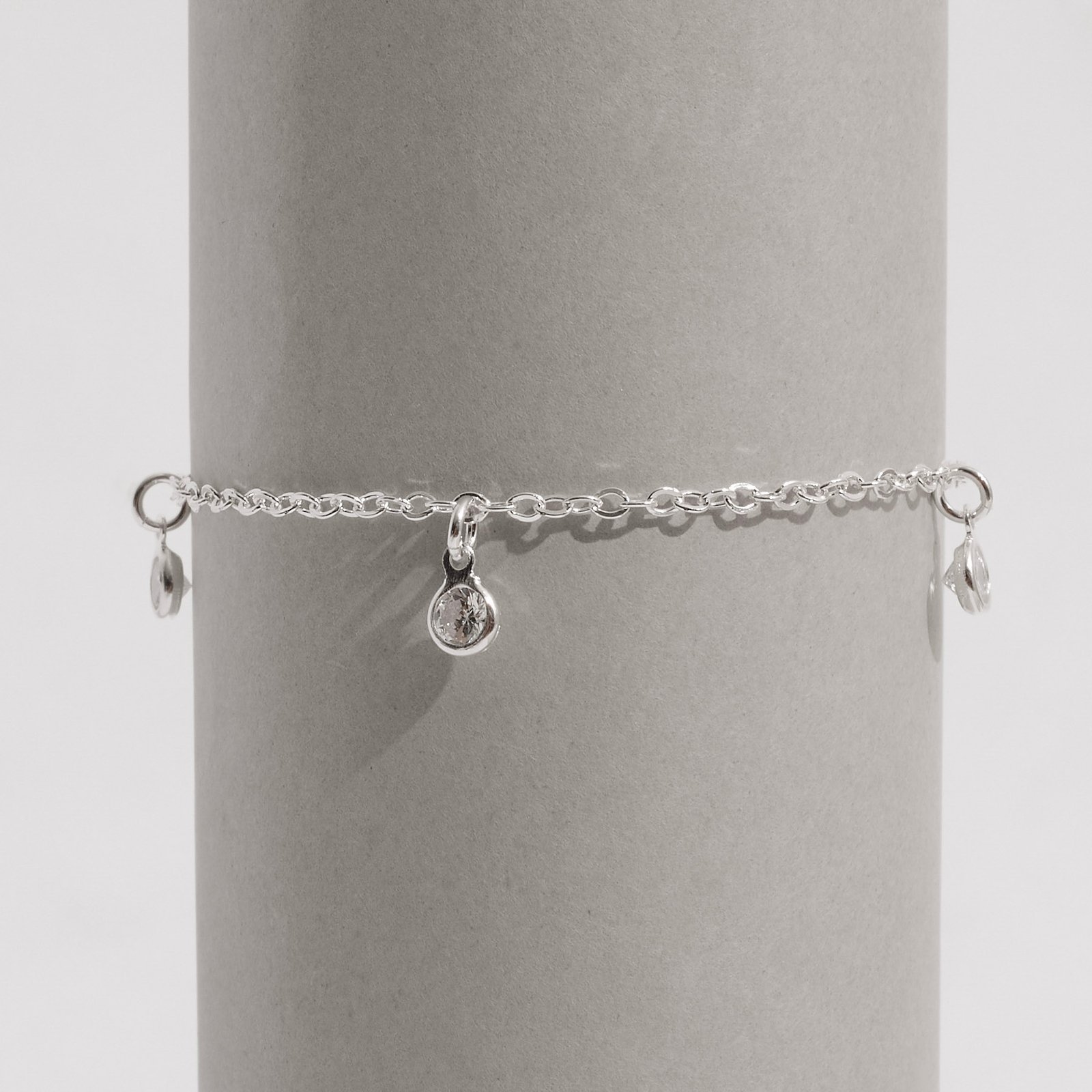 Pulseira infantil pingentes zircônia cristal 4mm 15cm