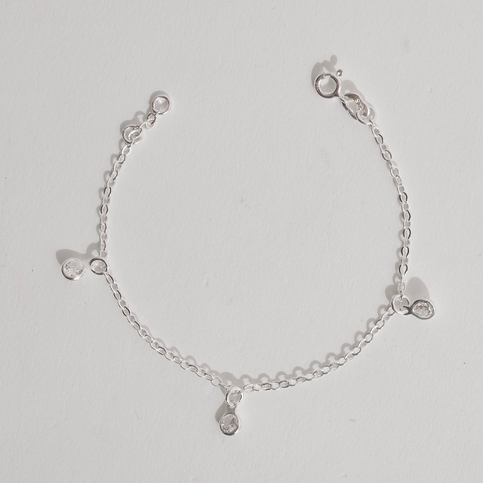 Pulseira infantil pingentes zircônia cristal 4mm 15cm