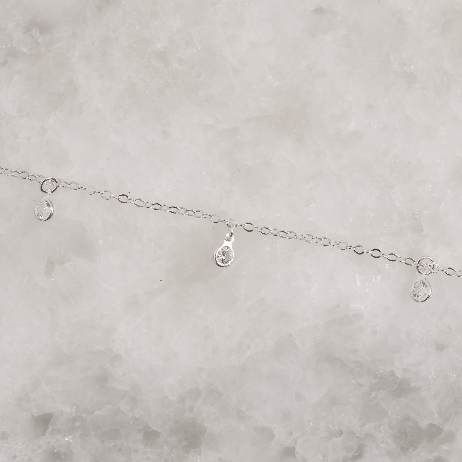 Pulseira infantil pingentes zircônia cristal 4mm 15cm