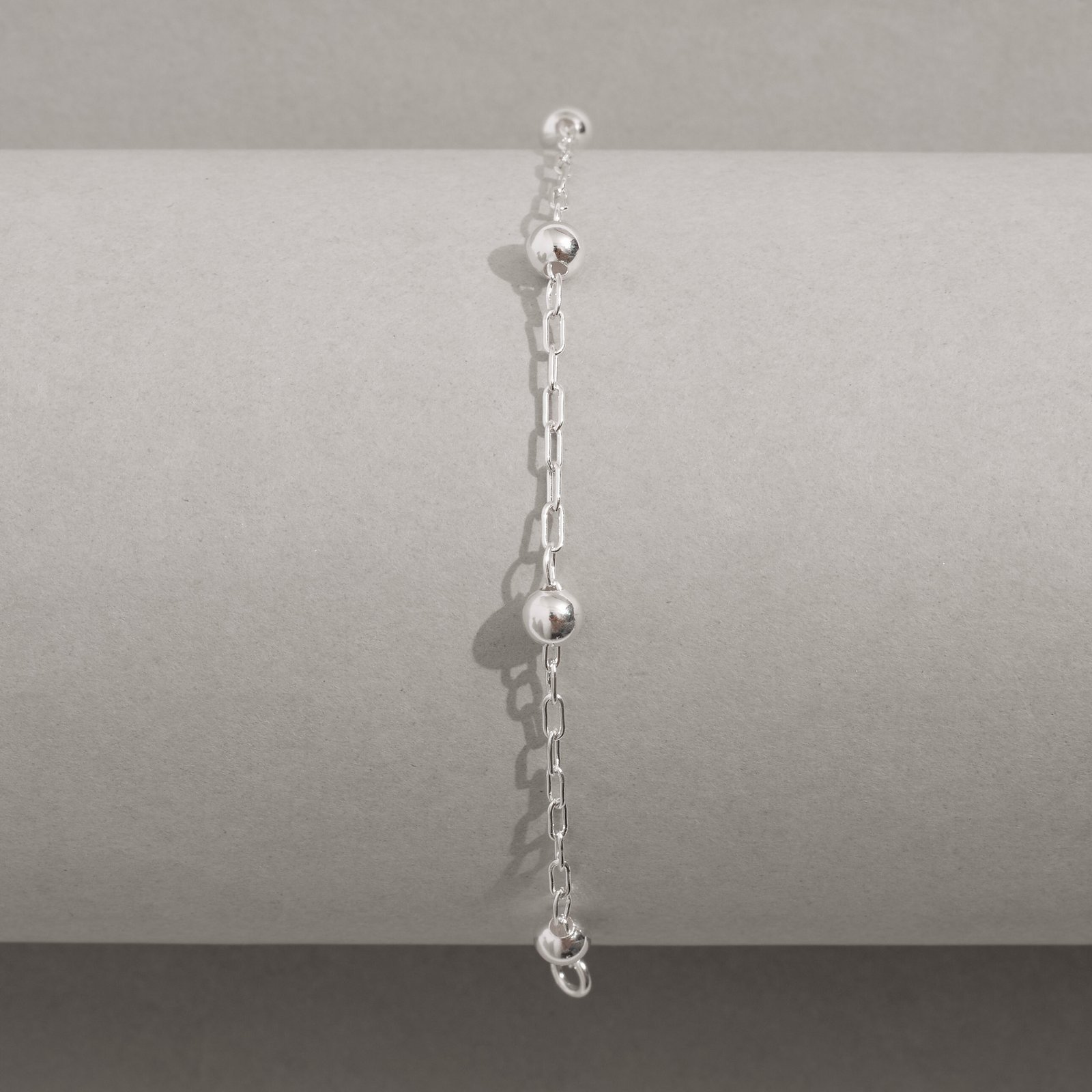 Pulseira entremeios bolas 5mm corrente 1x1 19cm