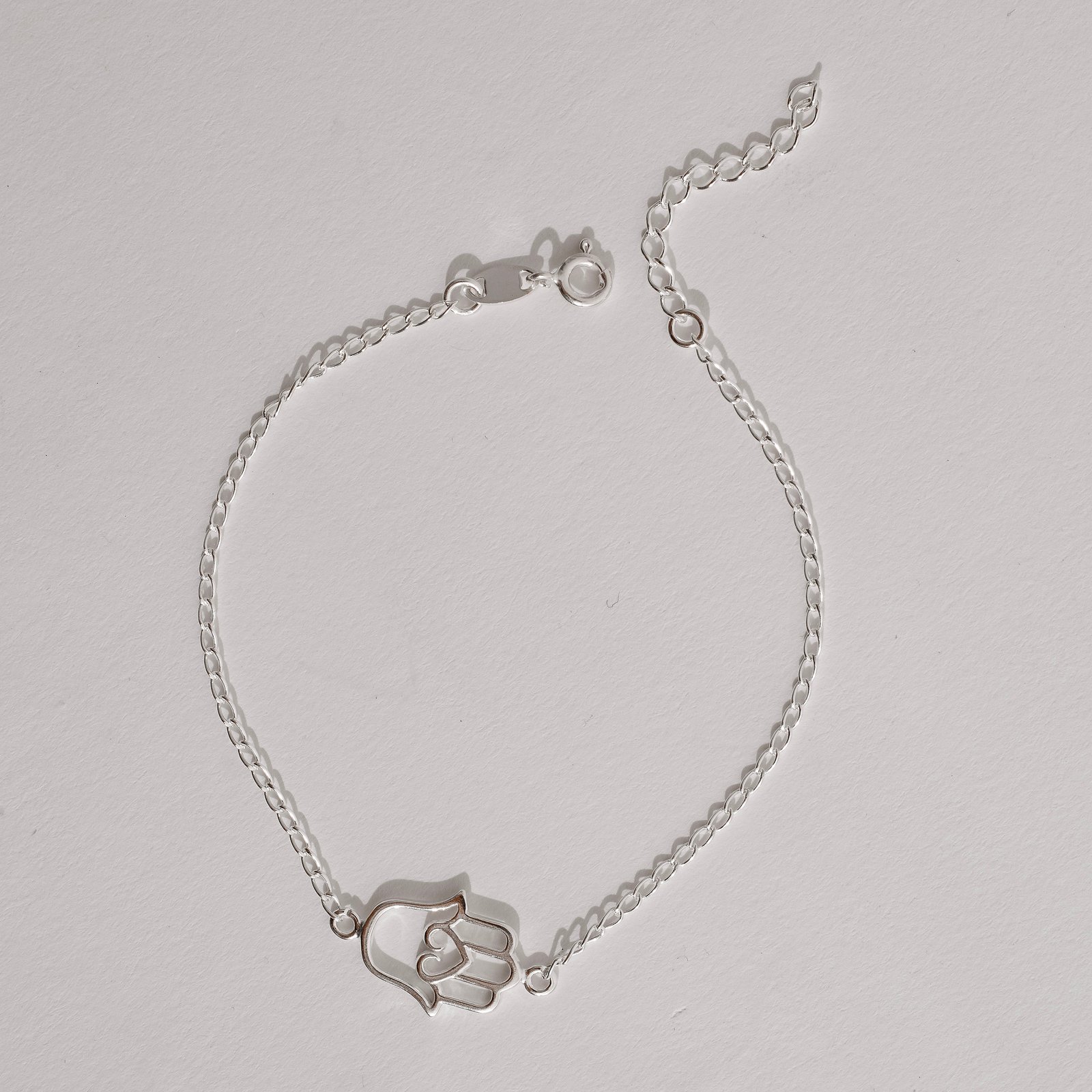 Pulseira entremeio mão vazada 15mm corrente grumet 18+3cm
