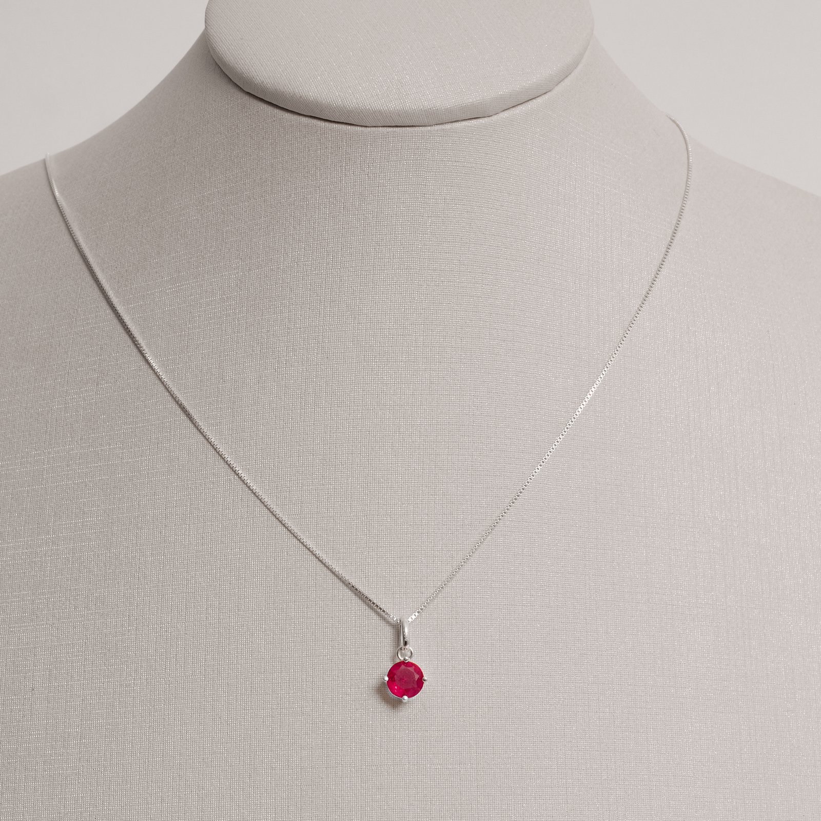 Conjunto brinco e colar zircônia redonda rubi 6mm 45cm