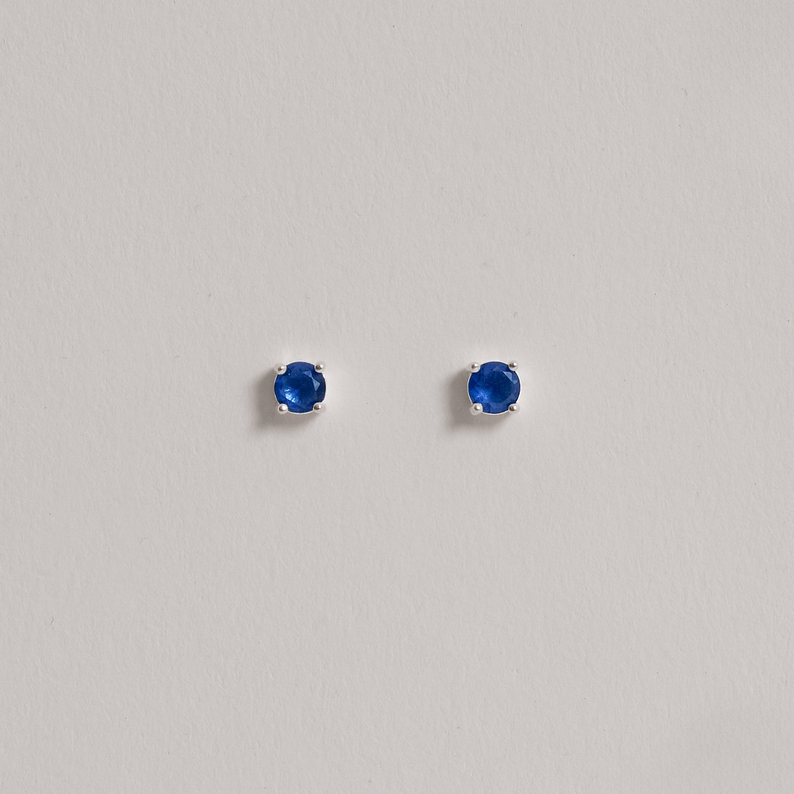 Conjunto brinco e colar zircônia redonda azul 4mm 40cm