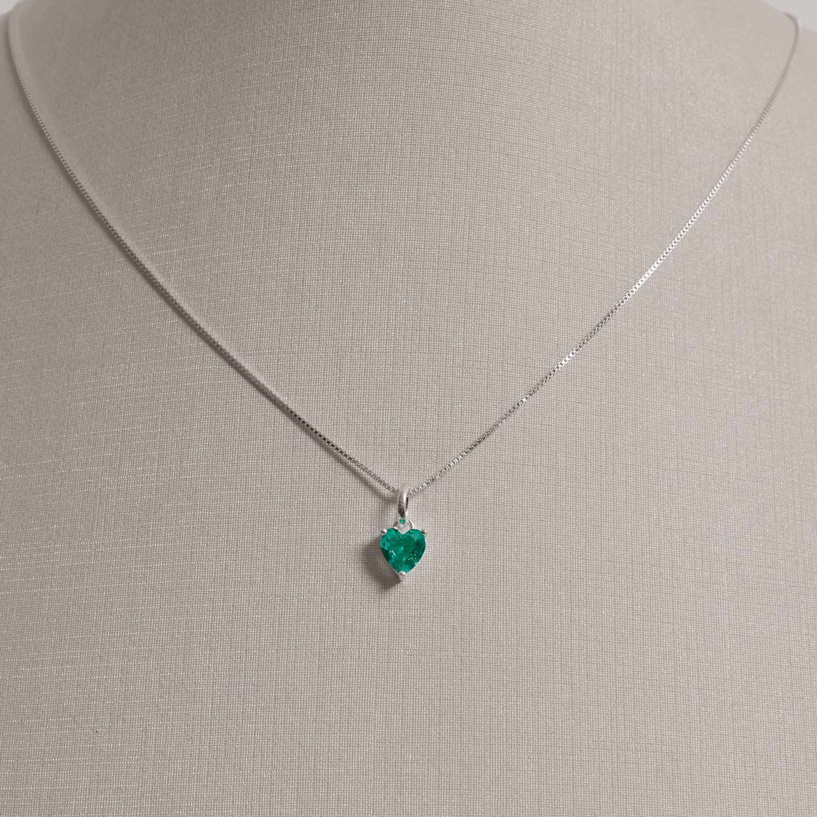 Conjunto brinco e colar zircônia coração turmalina 6mm 45cm