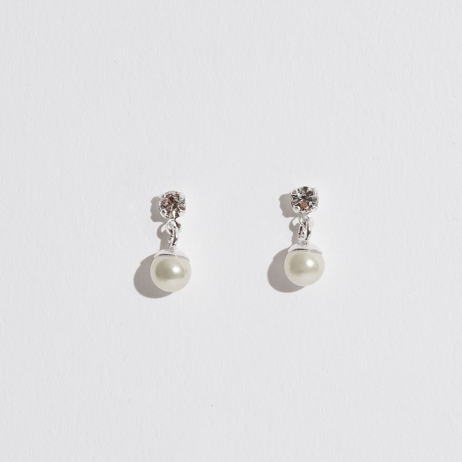 Brinco zircônia cristal 3mm pingente pérola 5mm