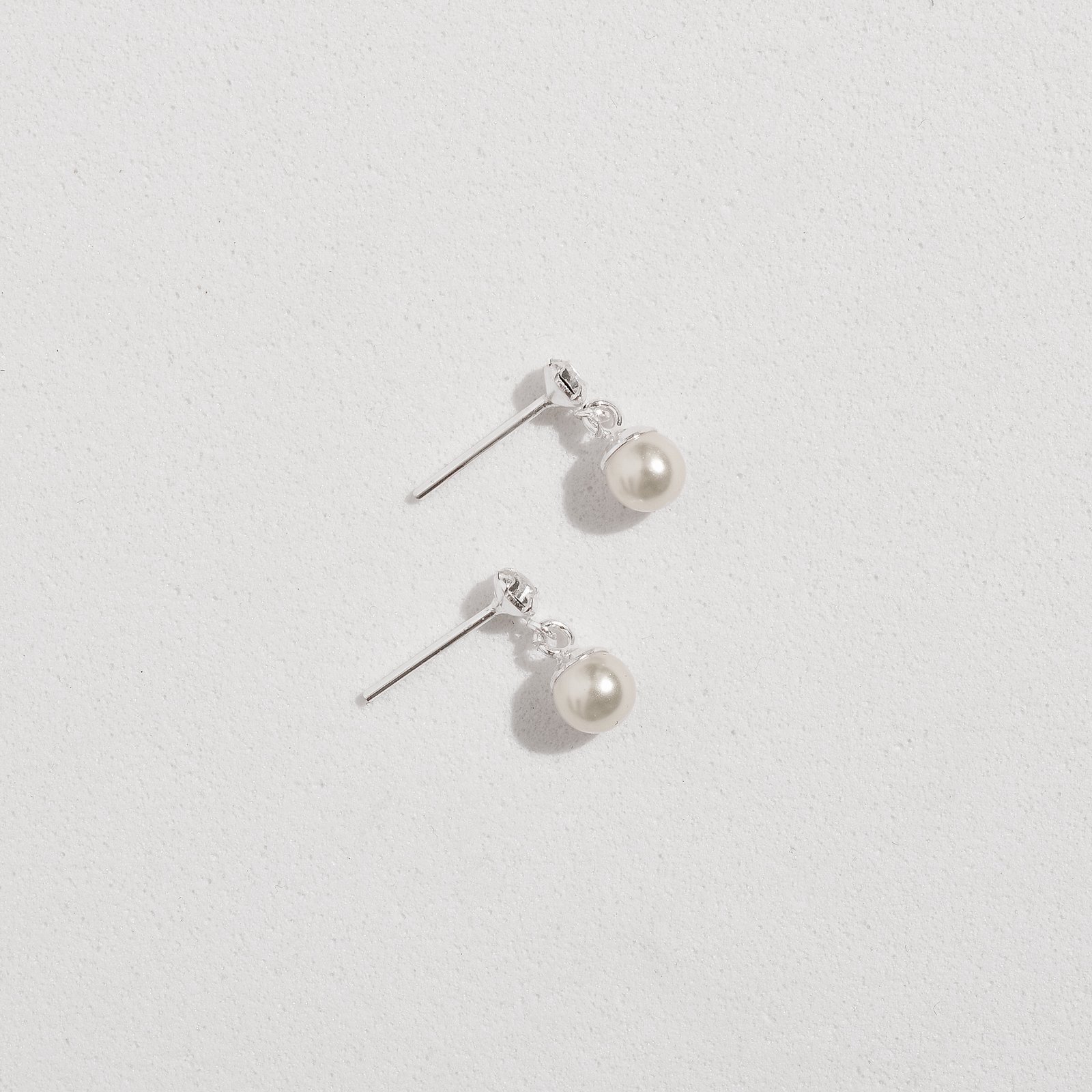 Brinco zircônia cristal 3mm pingente pérola 5mm