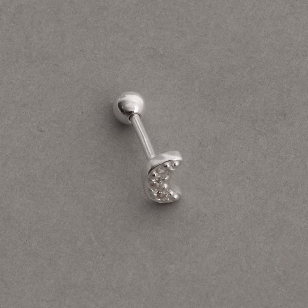 Piercing haste lua cravejada 5mm orelha direita