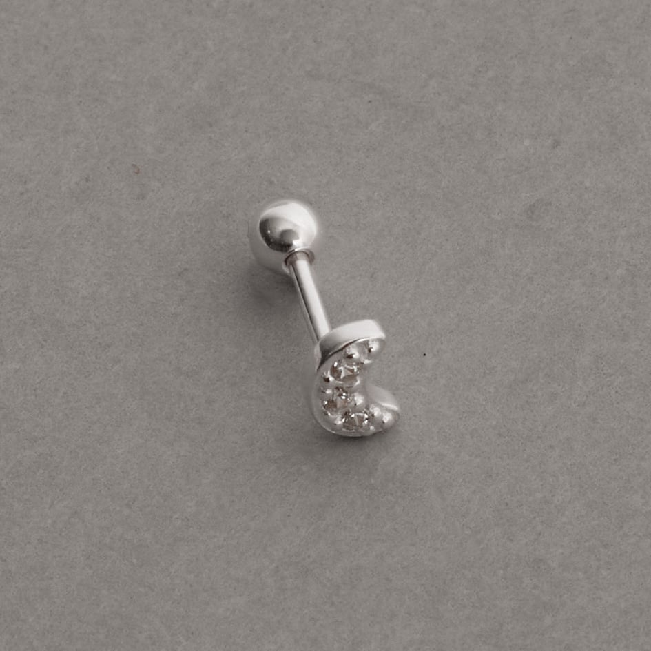Piercing haste lua cravejada 5mm orelha esquerda