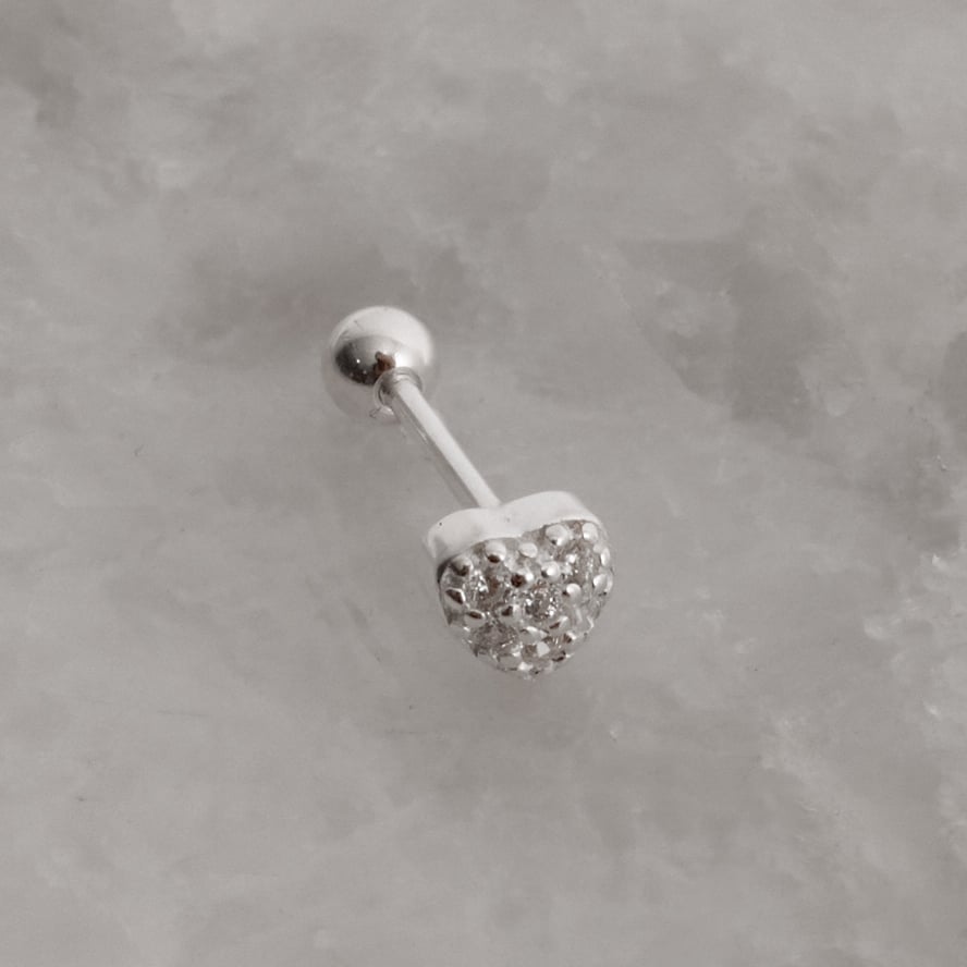 Piercing haste coração cravejado cristal 5mm