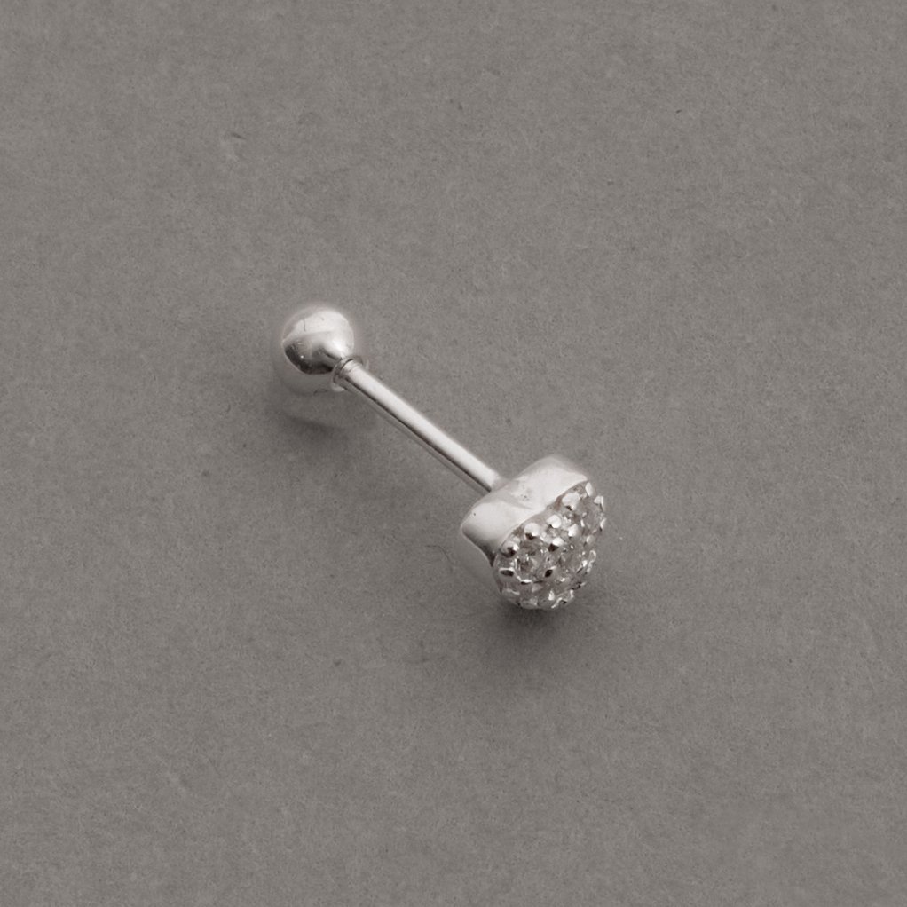 Piercing haste coração cravejado cristal 5mm