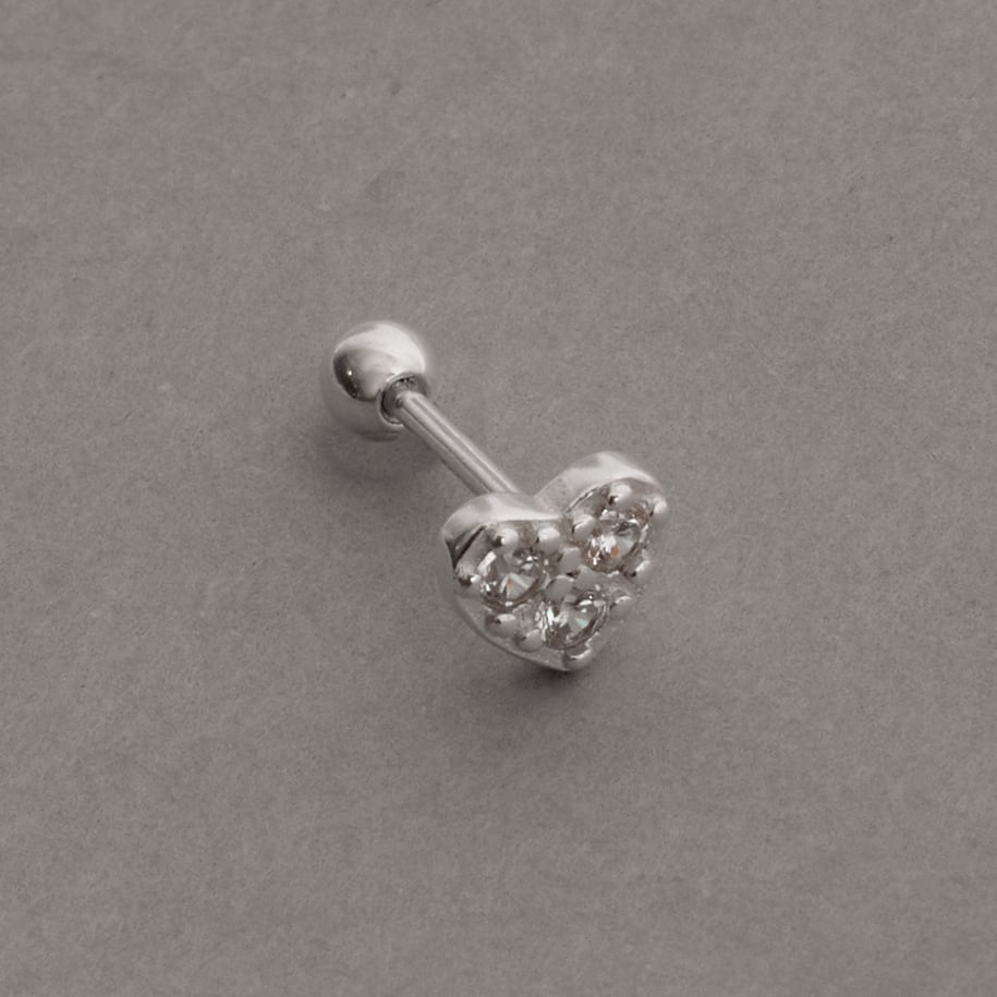 Piercing haste coração com zircônias 6mm