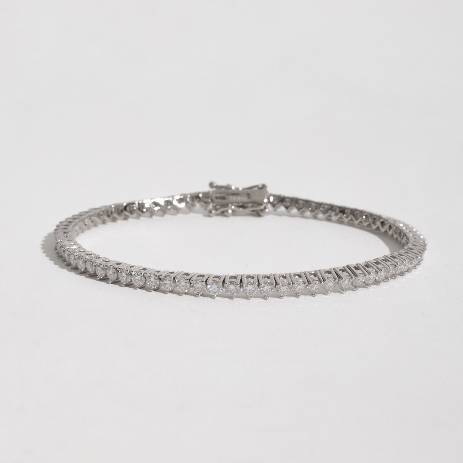 Pulseira Riviera 3 pontas moissanite 2.5mm 19cm fecho gaveta