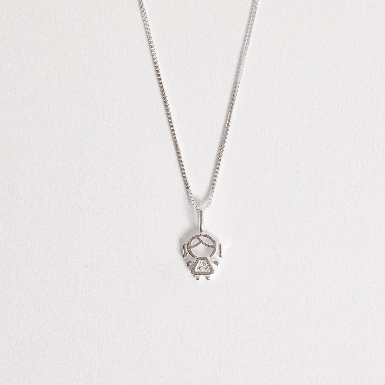 Colar pingente menina com zircônias 12mm 45cm