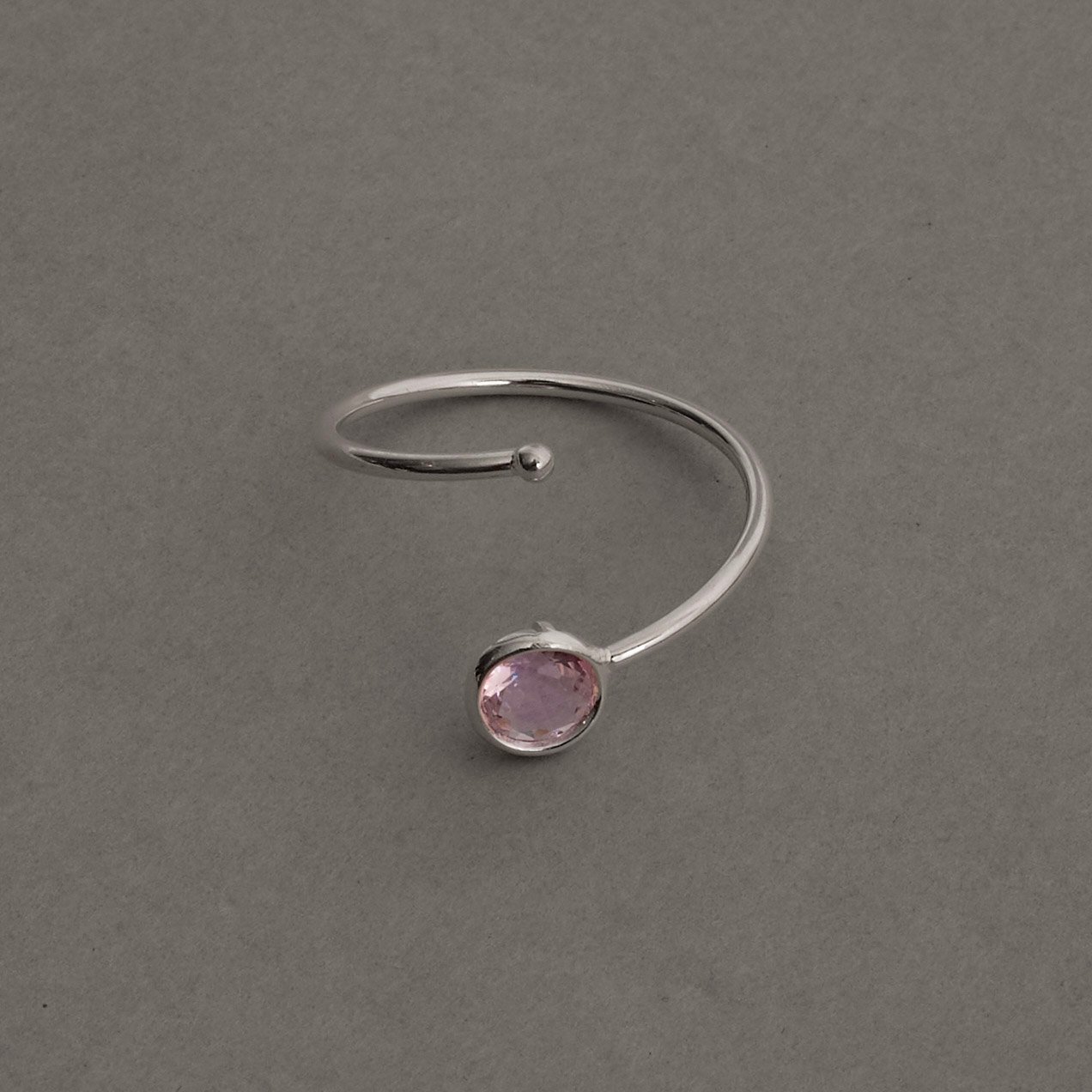 Anel bola e zircônia rosa 5mm regulável P