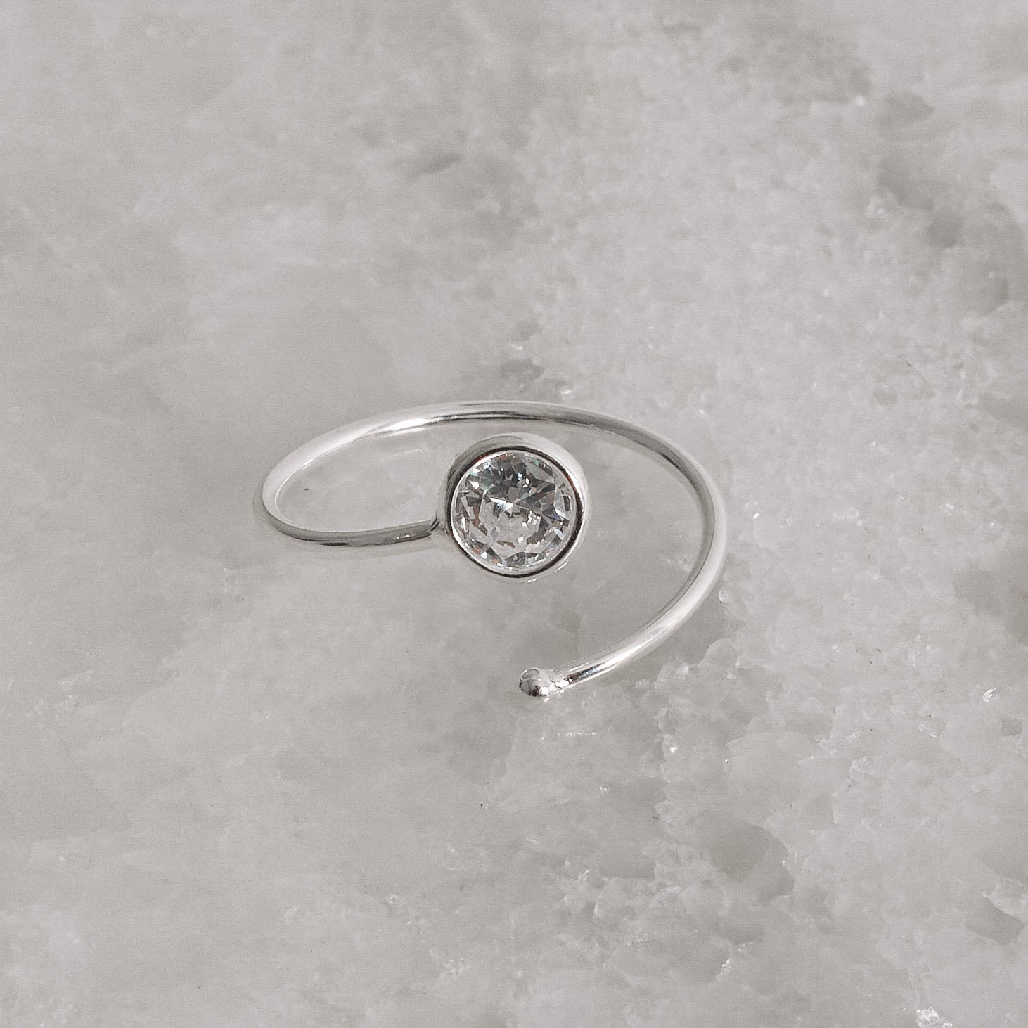 Anel bola e zircônia cristal 5mm regulável P