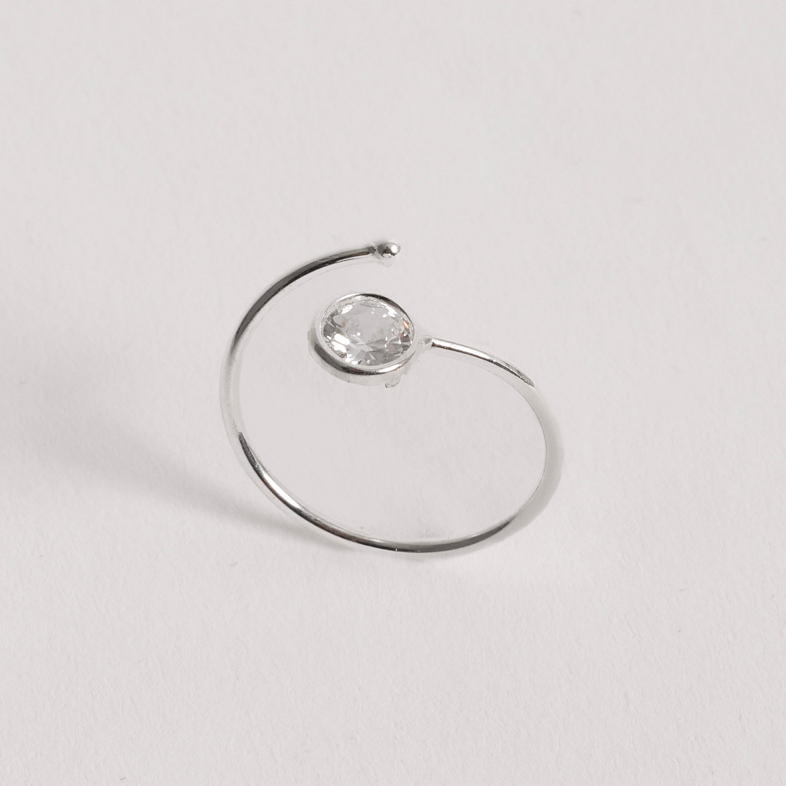 Anel bola e zircônia cristal 5mm regulável P