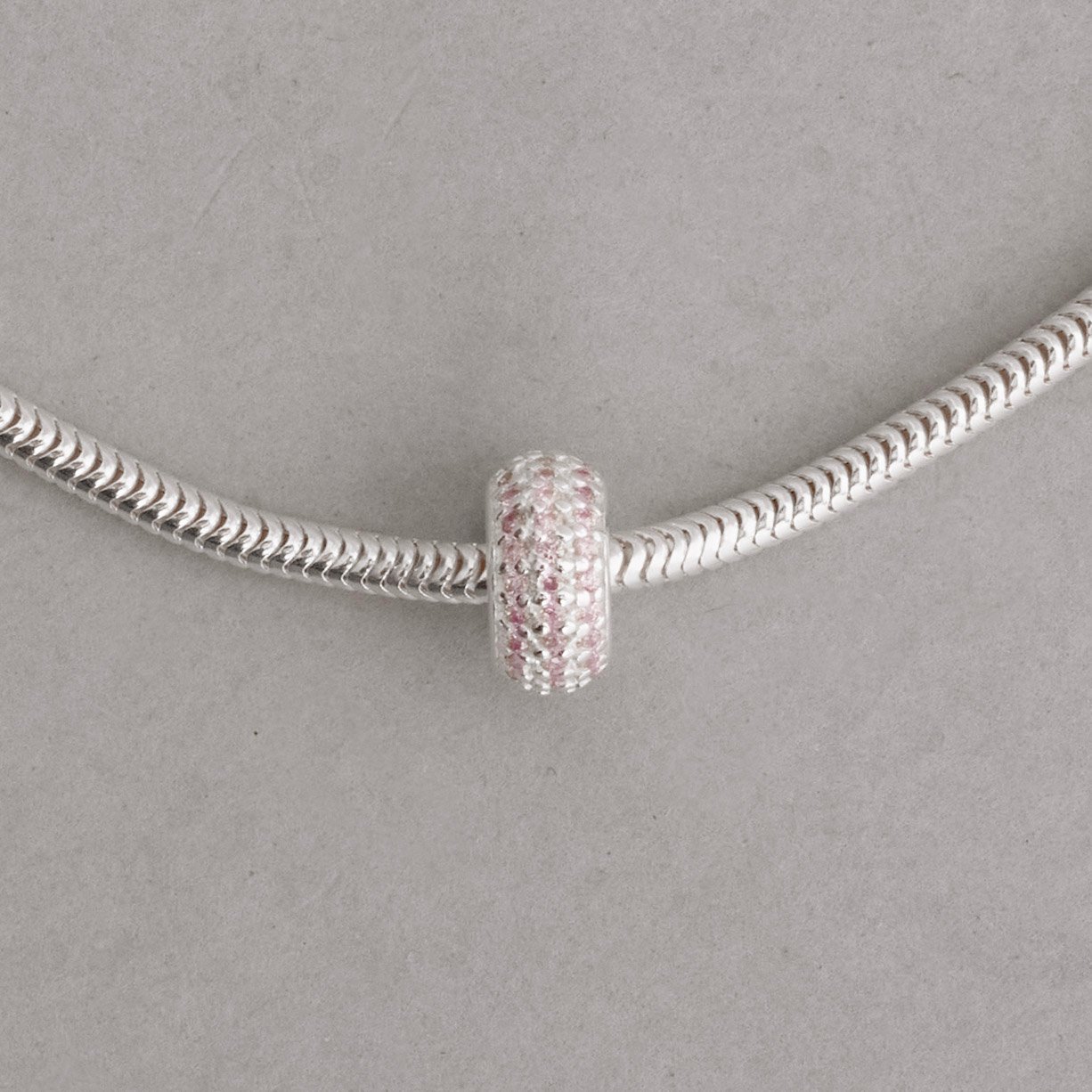 Berloque separador triplo cravejado rosa claro 10mm