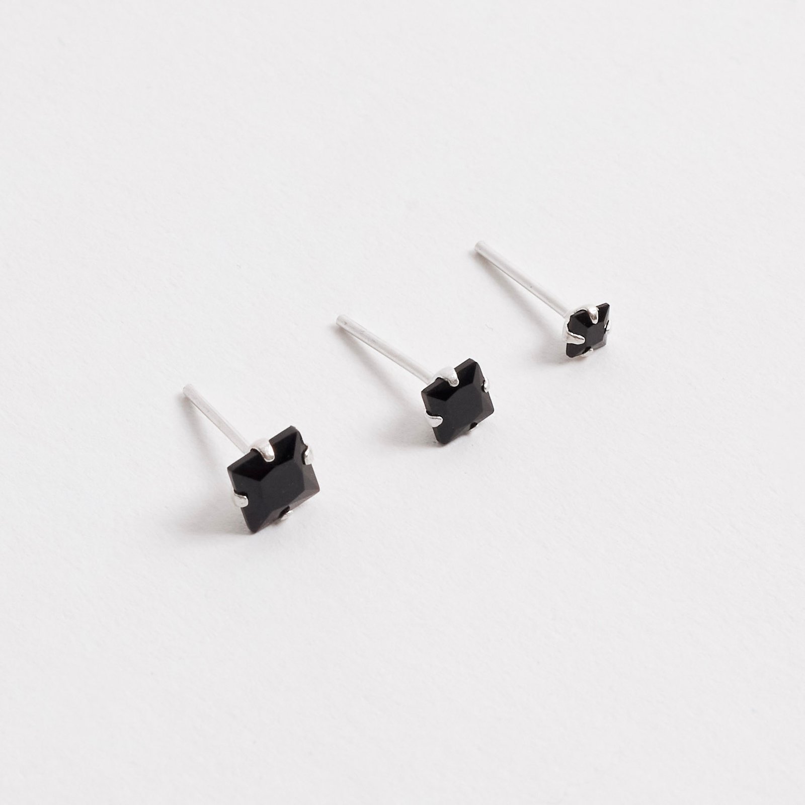 Trio zircônias quadradas 3, 4 e 5mm ônix