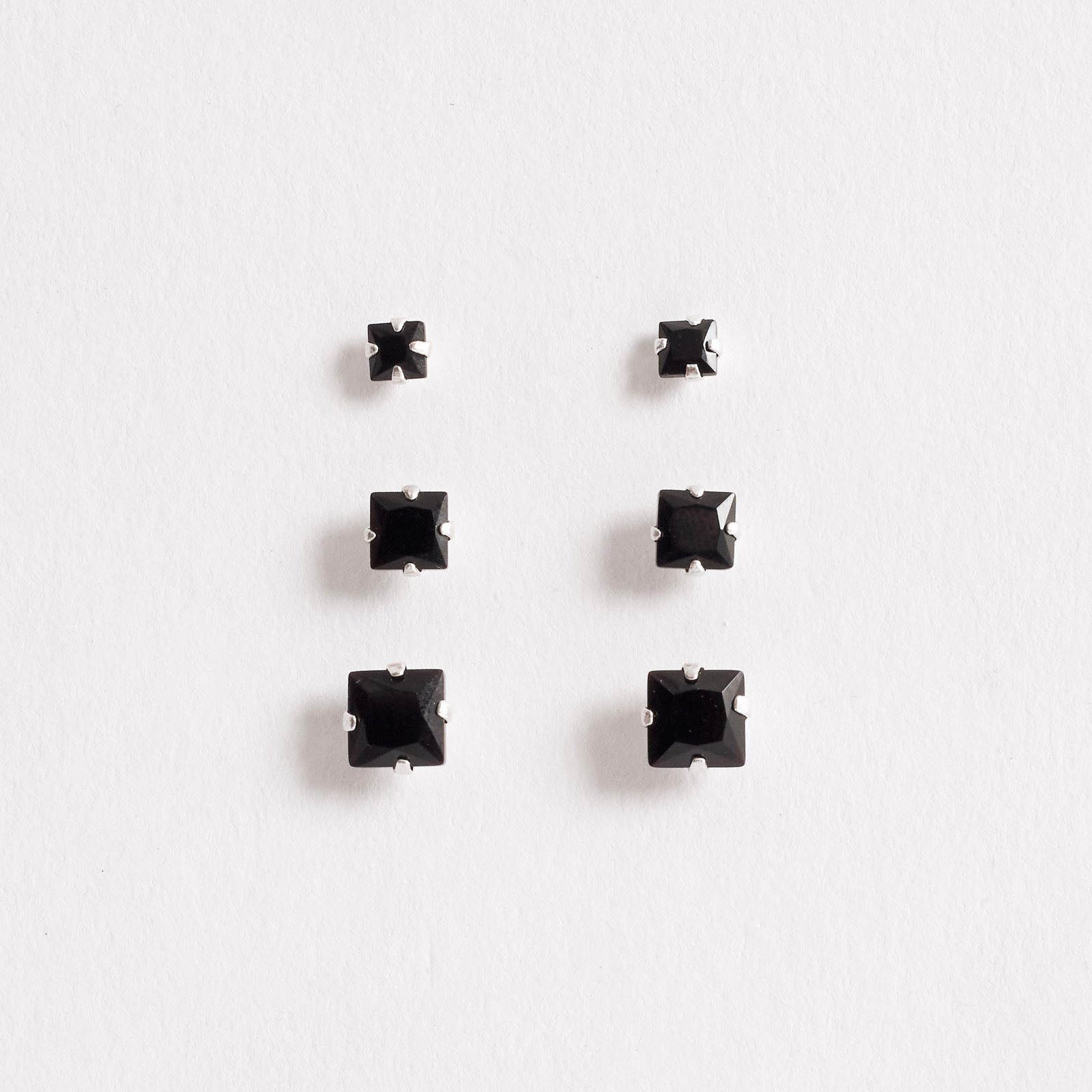 Trio zircônias quadradas 3, 4 e 5mm ônix